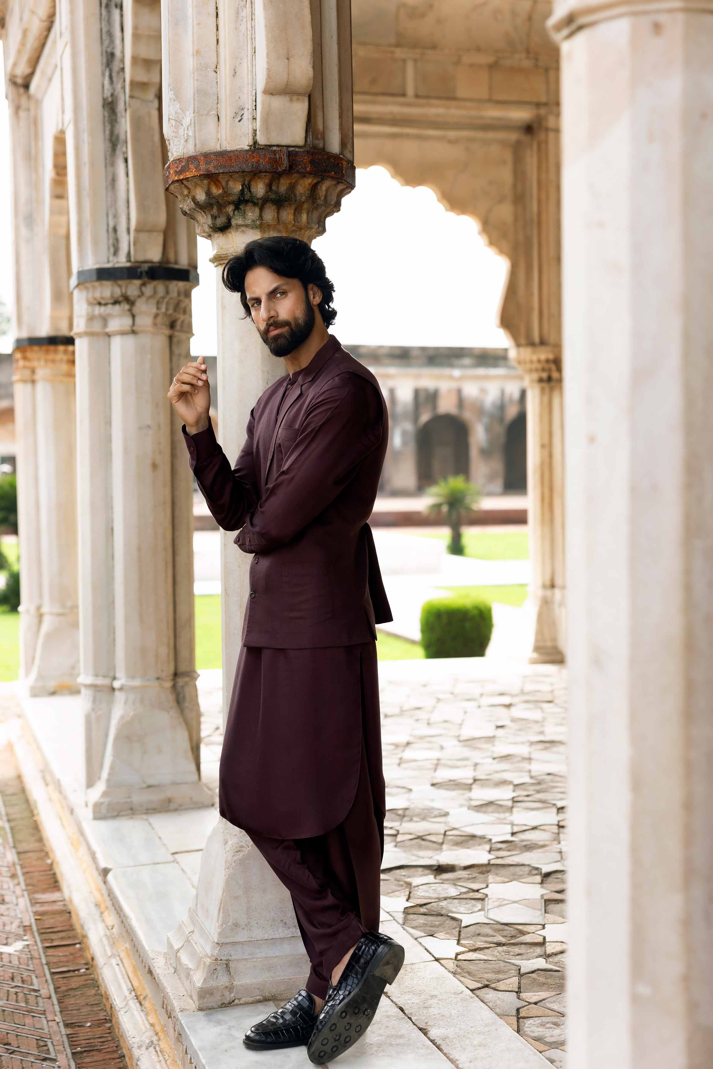 3 Piece - Basic Suit With Waistcoat - KNW25-07  Maroon Viscose 3PC Solids