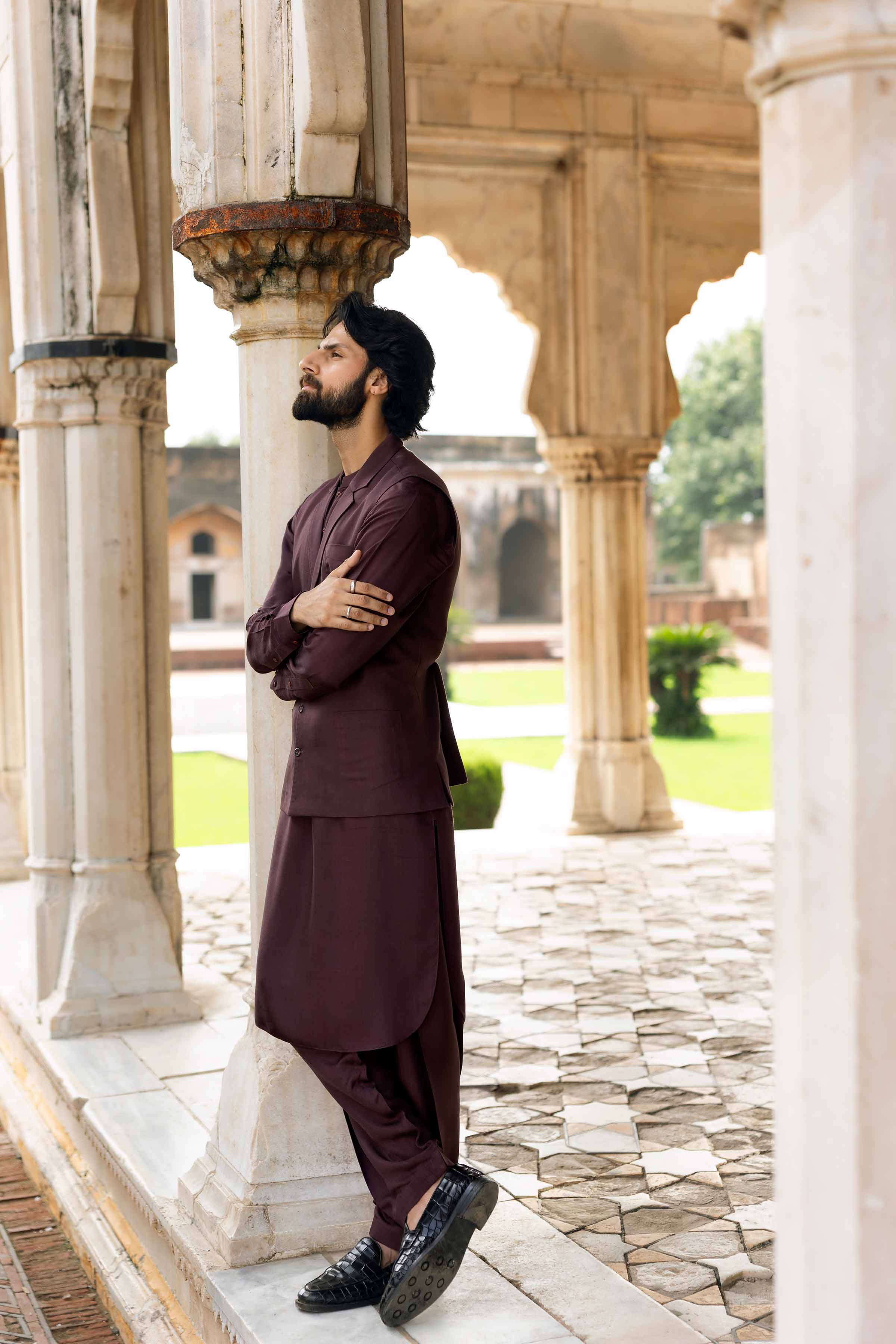 3 Piece - Basic Suit With Waistcoat - KNW25-07  Maroon Viscose 3PC Solids