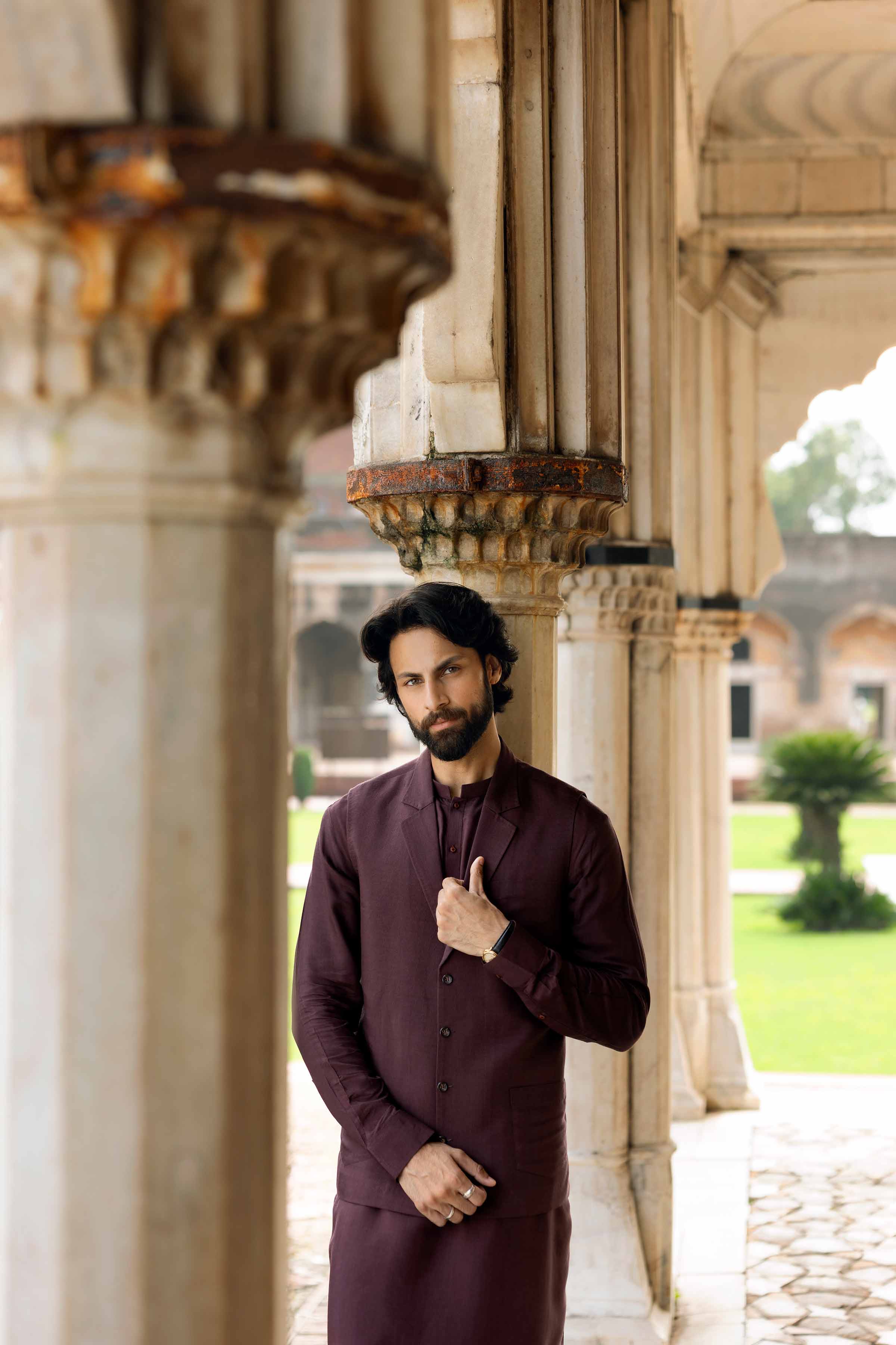3 Piece - Basic Suit With Waistcoat - KNW25-07  Maroon Viscose 3PC Solids