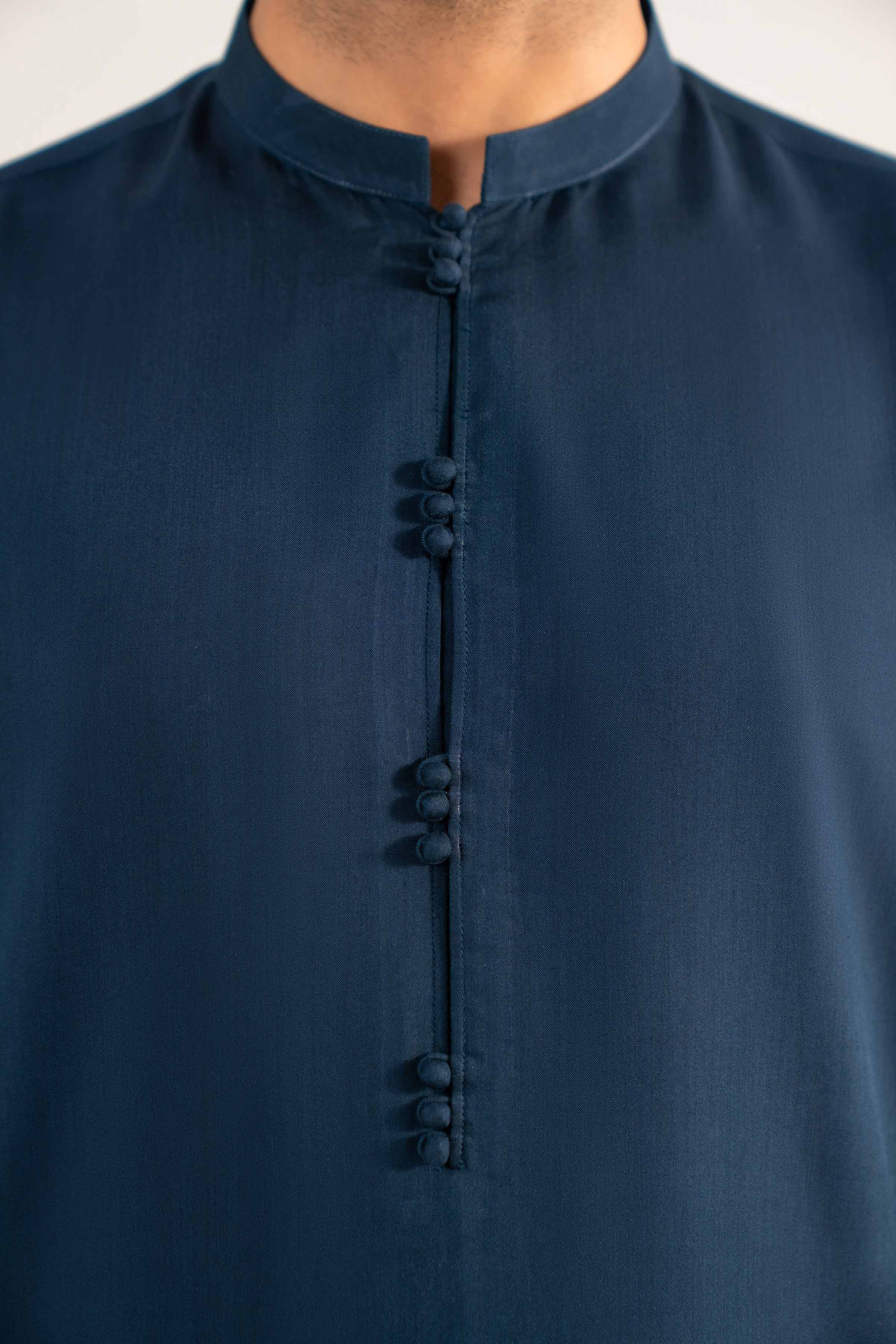 2 Piece - Basic Suit - KNW25-11 Ready To Wear Blue Viscose 2PC Solids
