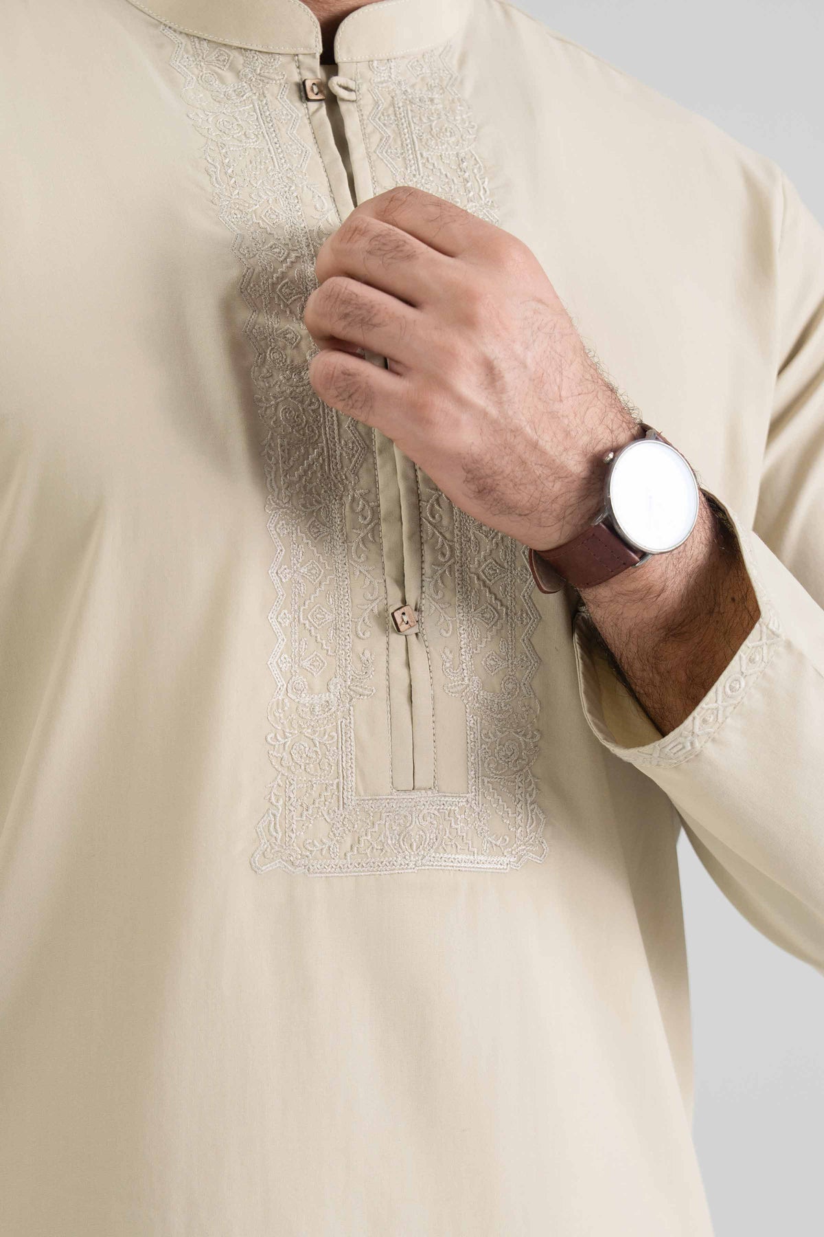 Embroidered Kurta - NQ26-009 Beige Wash & Wear 1PC Embroidered Nishat Australia