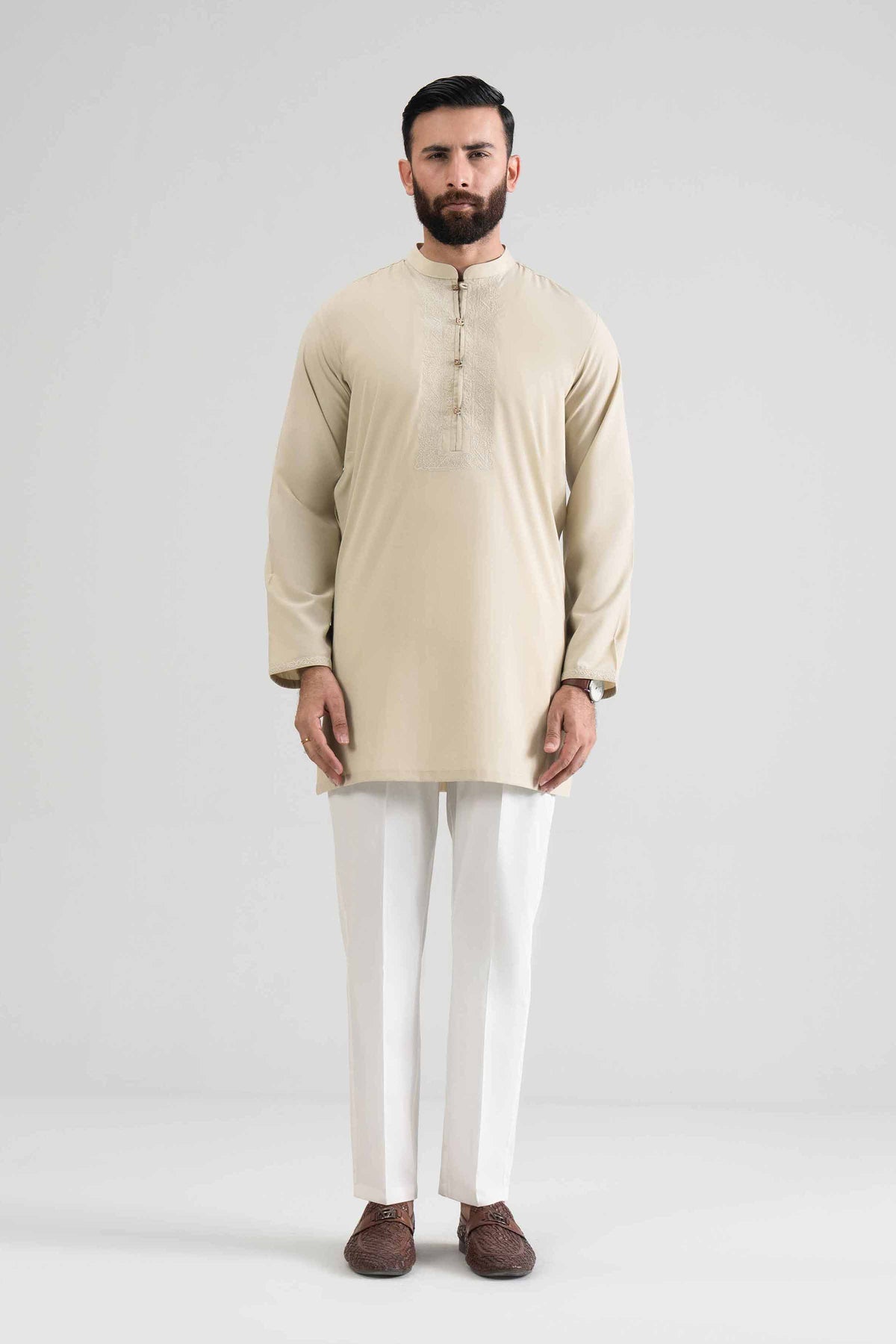 Embroidered Kurta - NQ26-009 Beige Wash & Wear 1PC Embroidered Nishat Australia