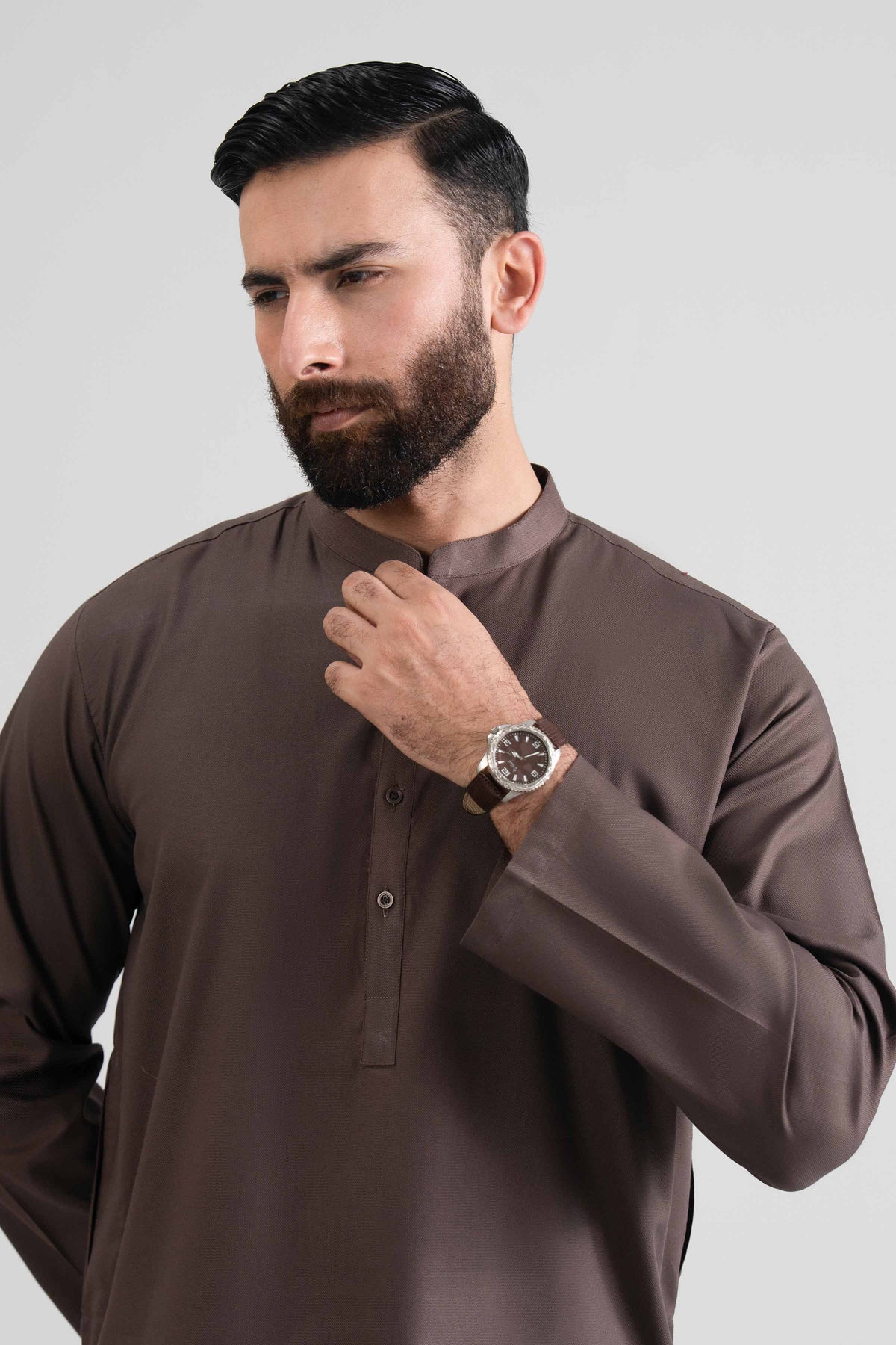 Solid Kurta - NQ26-011 Brown Cotton 1PC Solids Nishat Australia