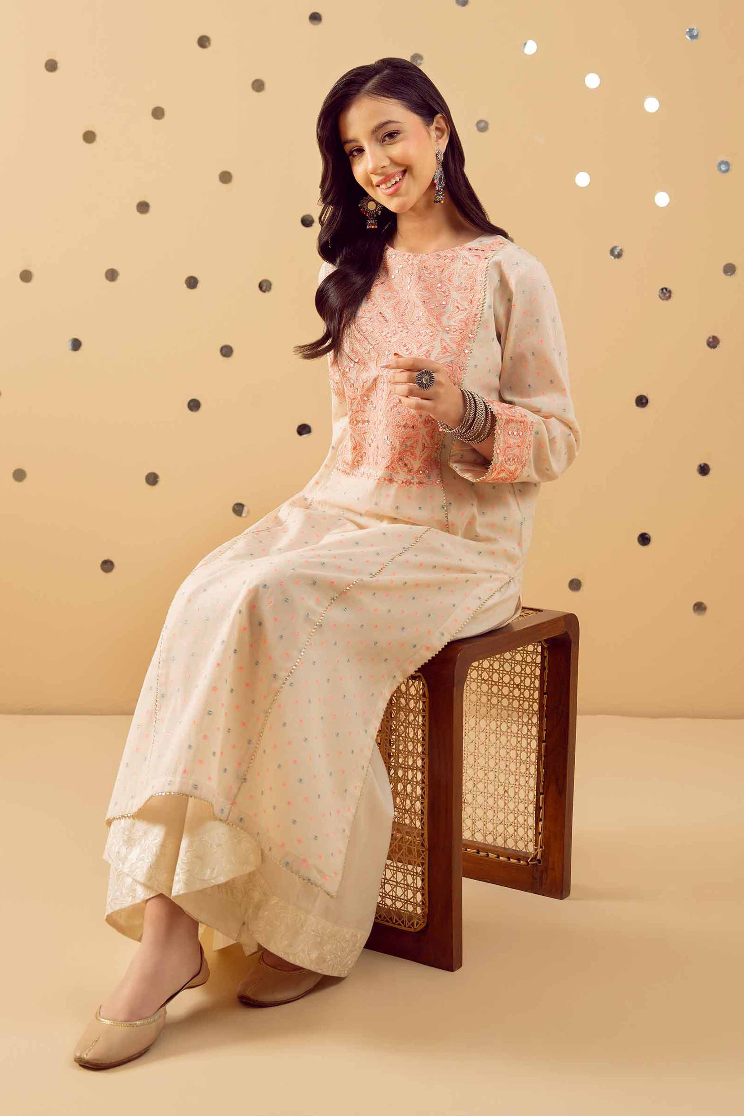 Embroidered Shirt - PE25-176 READY TO WEAR White Jacquard 1PC Embroidered