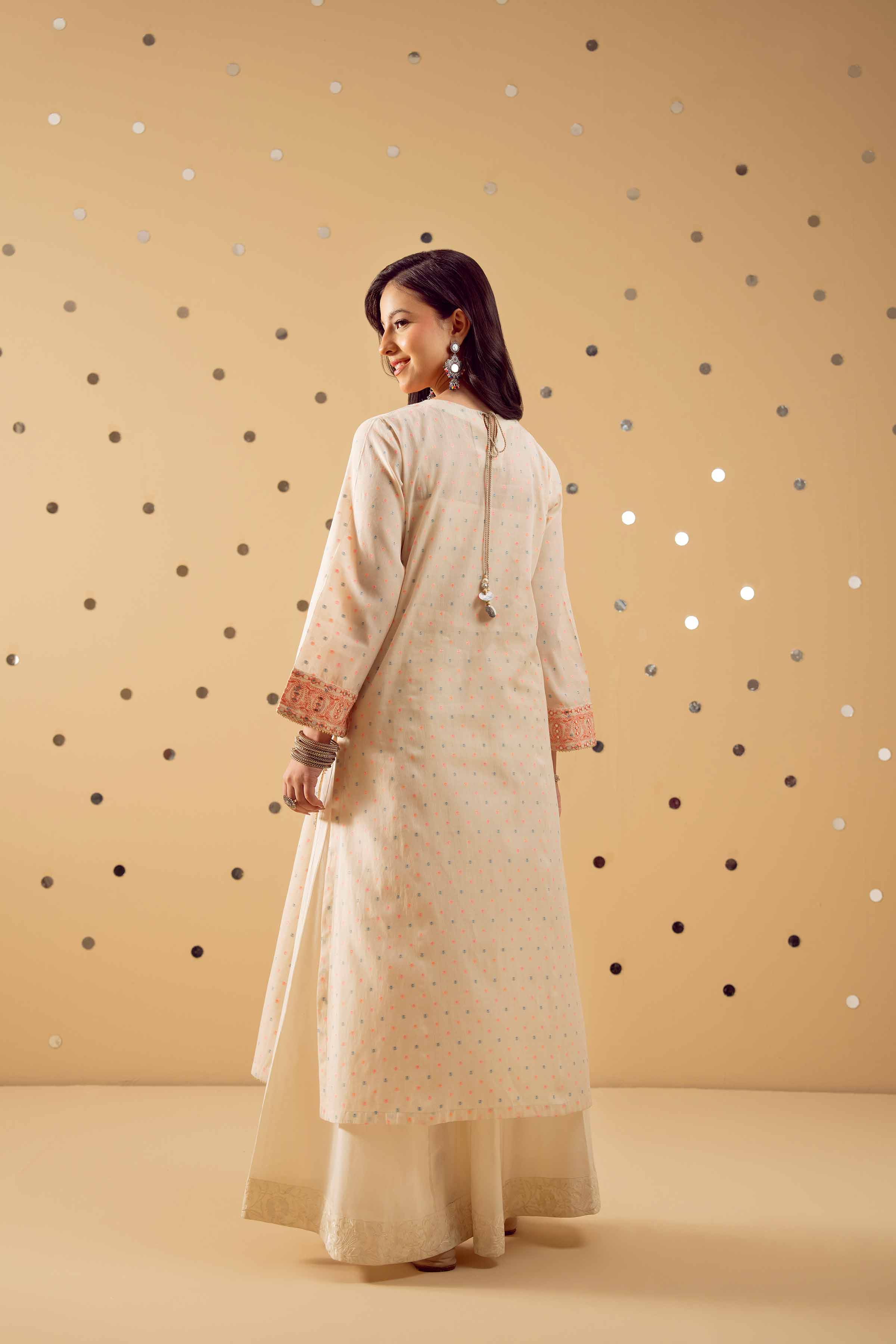 Embroidered Shirt - PE25-176 READY TO WEAR White Jacquard 1PC Embroidered
