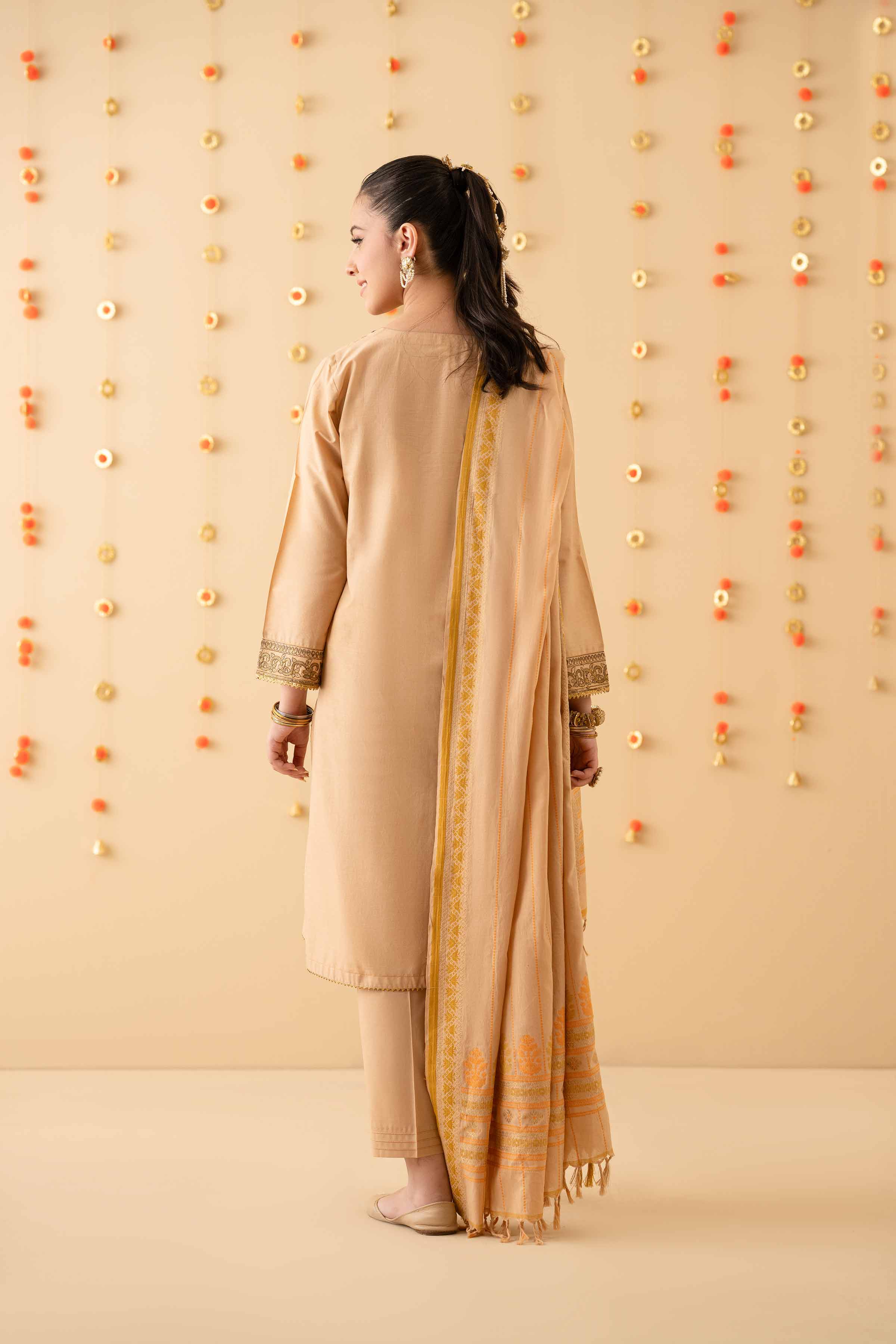 3 Piece - Embroidered Suit - PE25-184 READY TO WEAR Yellow Cambric 3PC Embroidered