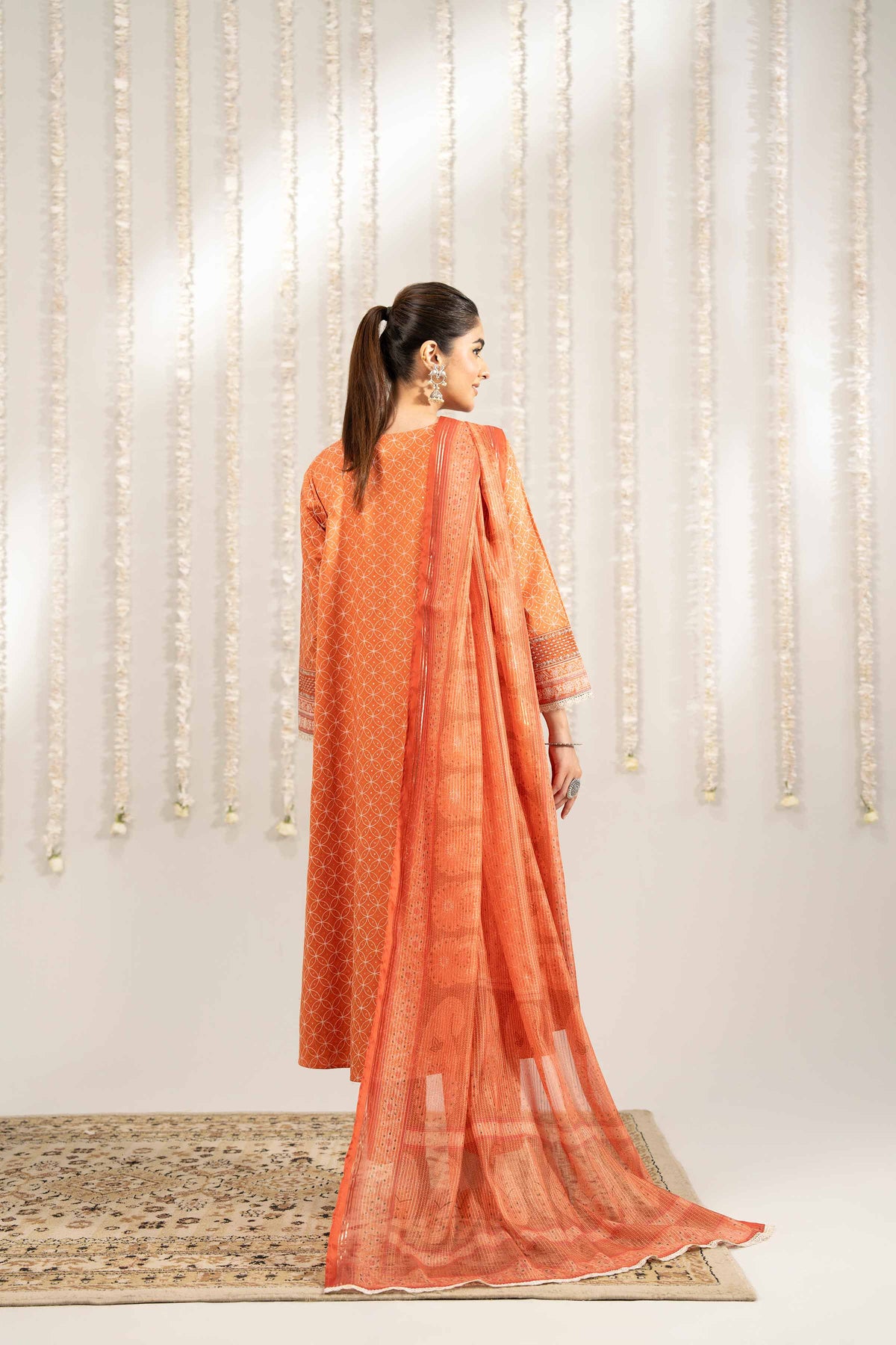 3 Piece - Printed Embroidered Suit - PE25-378 Orange Satin 3PC Embroidered Nishat Australia