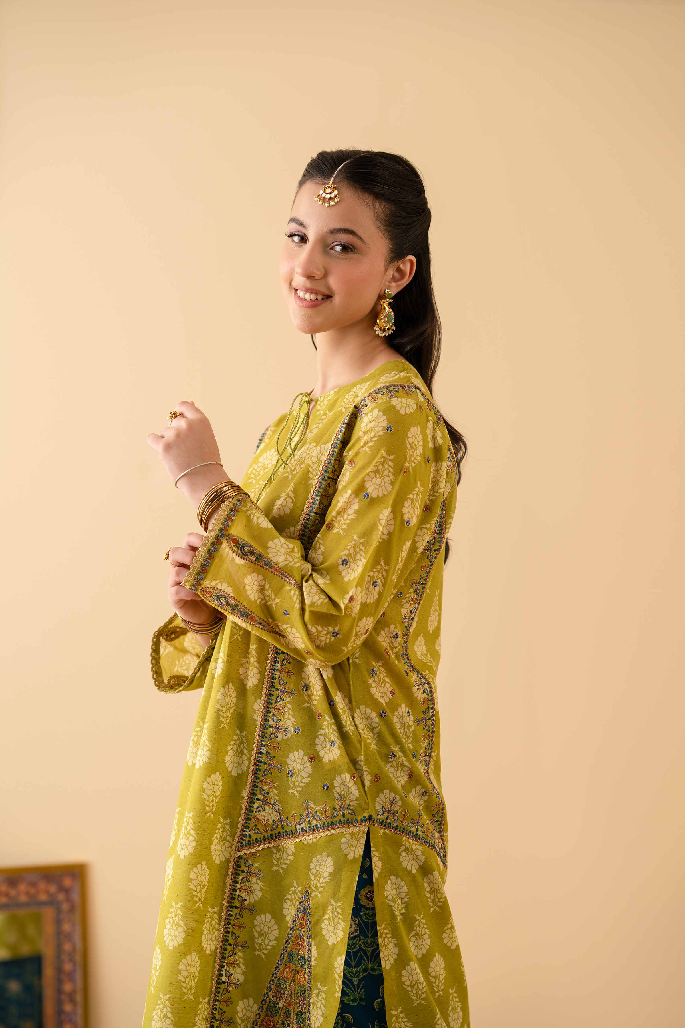 2 Piece - Printed Embroidered Suit - PE25-491 READY TO WEAR Green Jacquard 2PC Embroidered