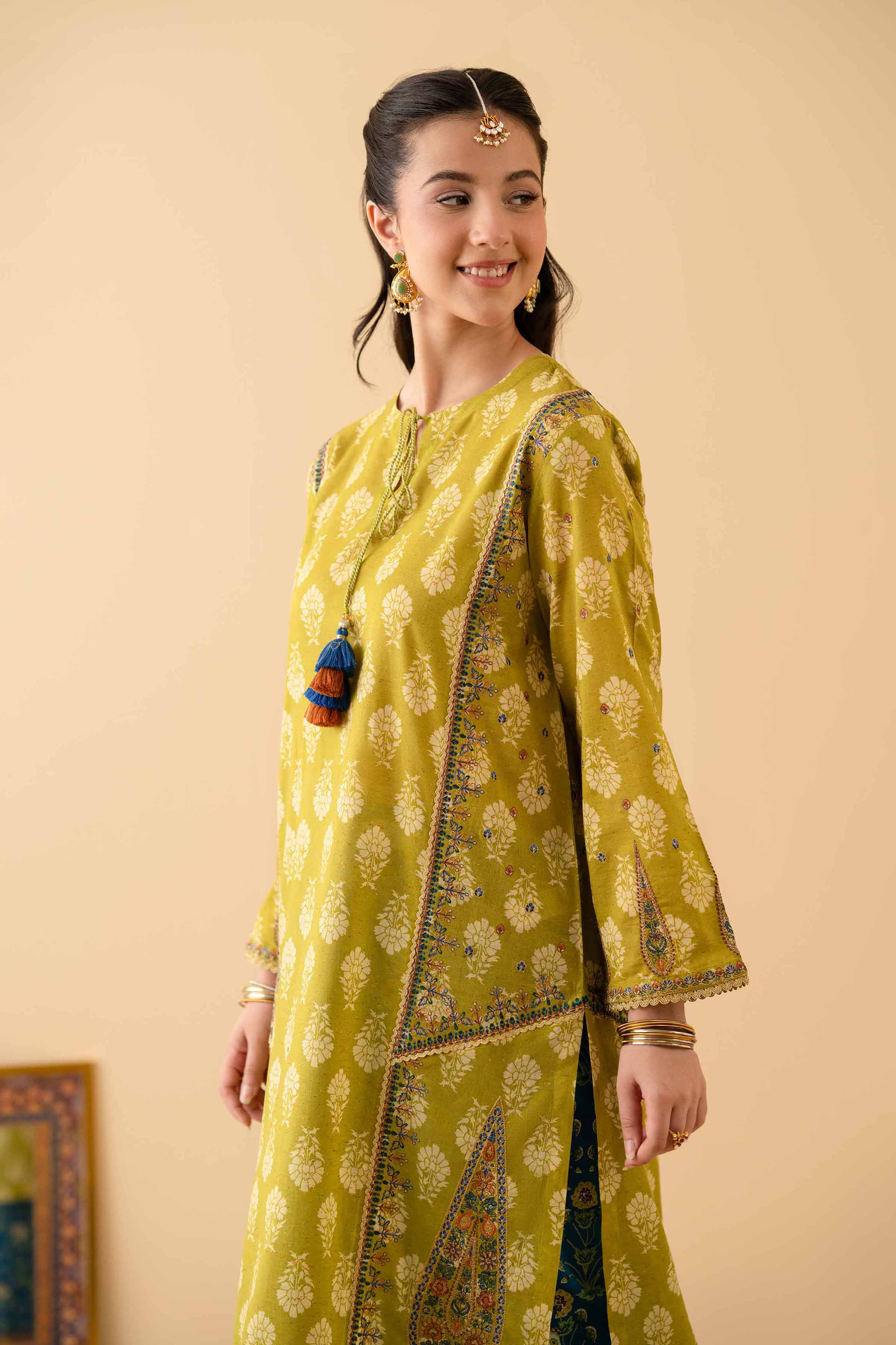 2 Piece - Printed Embroidered Suit - PE25-491 READY TO WEAR Green Jacquard 2PC Embroidered