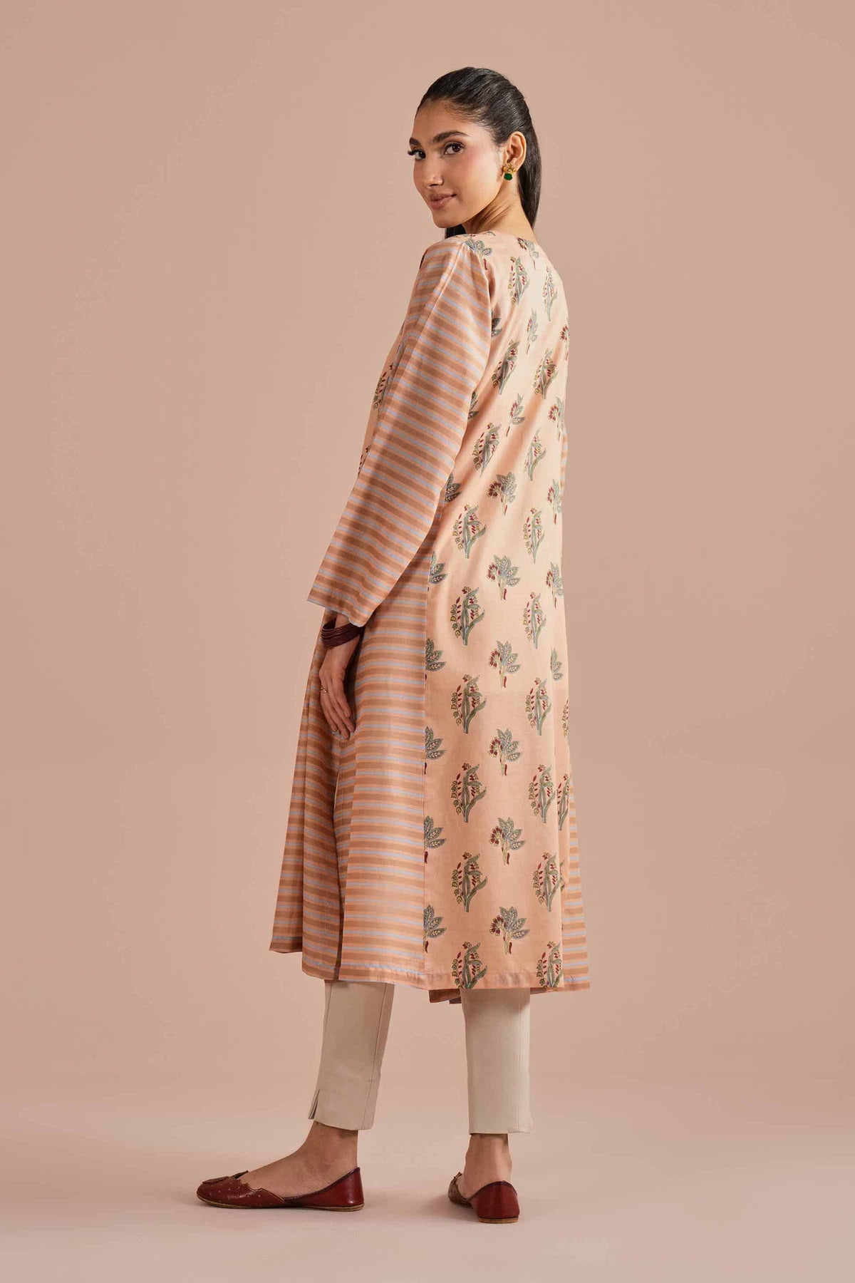Printed Embroidered Shirt - PE26-01 Orange Lawn 1PC Embroidered Nishat Australia
