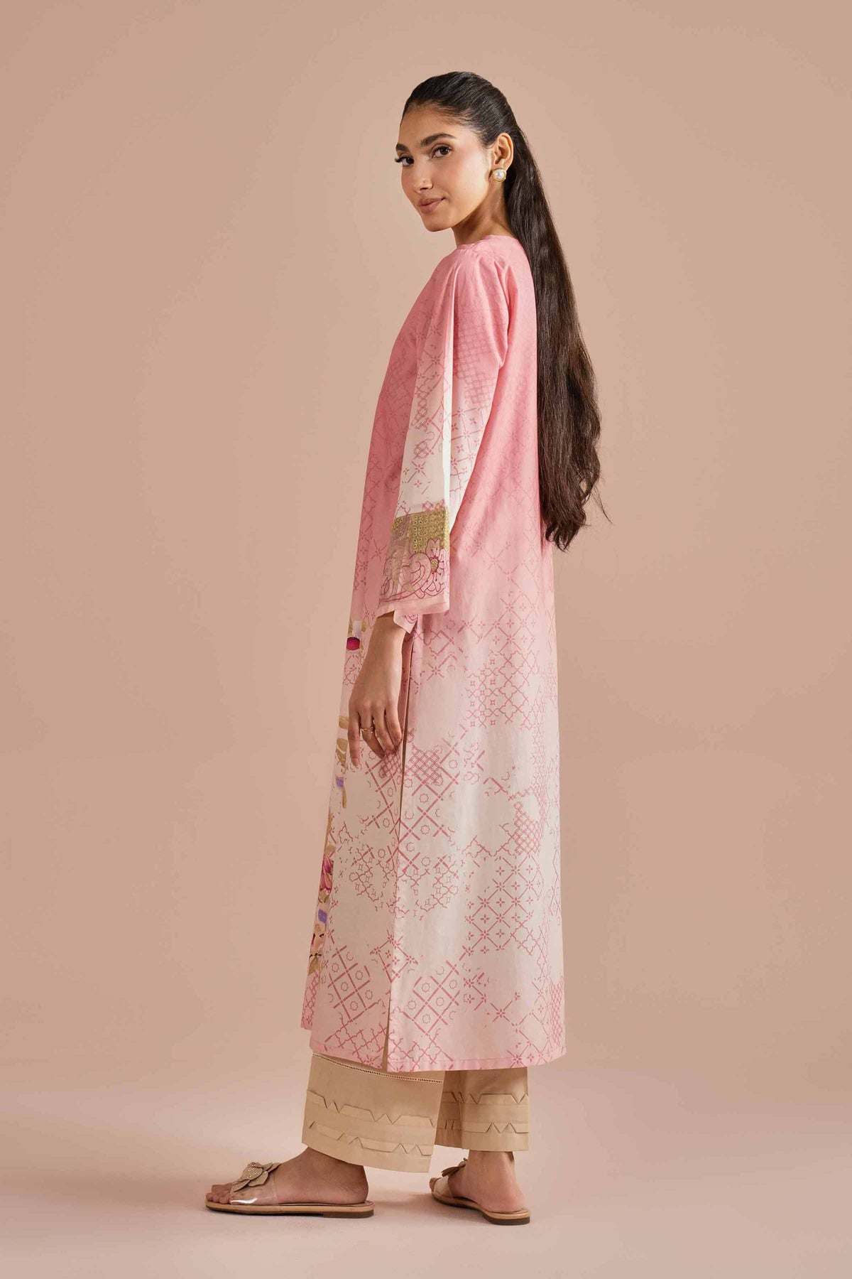 Printed Embroidered Shirt - PE26-03 Pink Lawn 1PC  Embroidered  Nishat Australia