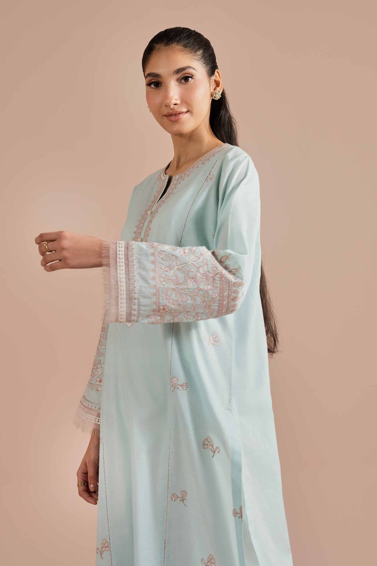 Embroidered Shirt - PE26-04 Blue Cambric 1PC  Embroidered Nishat Australia