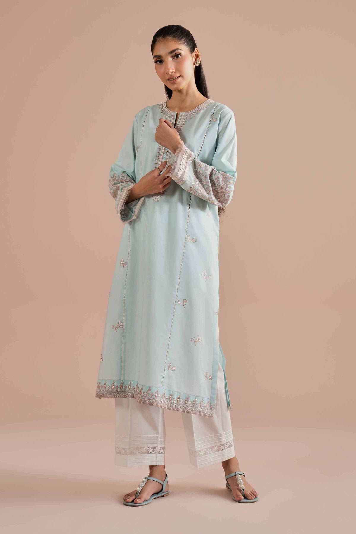 Embroidered Shirt - PE26-04 Blue Cambric 1PC  Embroidered Nishat Australia