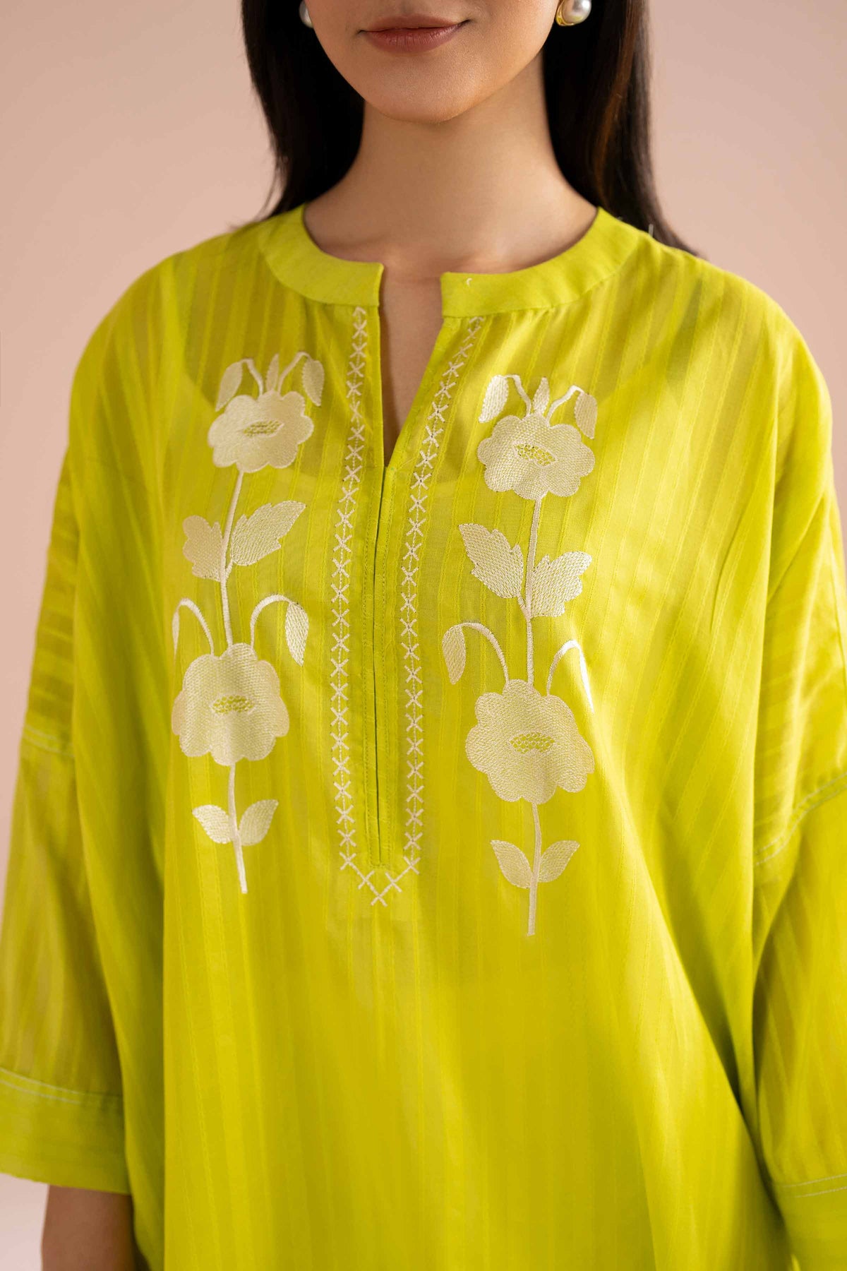 Embroidered Shirt - PE26-06 Green Dobby 1PC Embroidered Nishat Australia