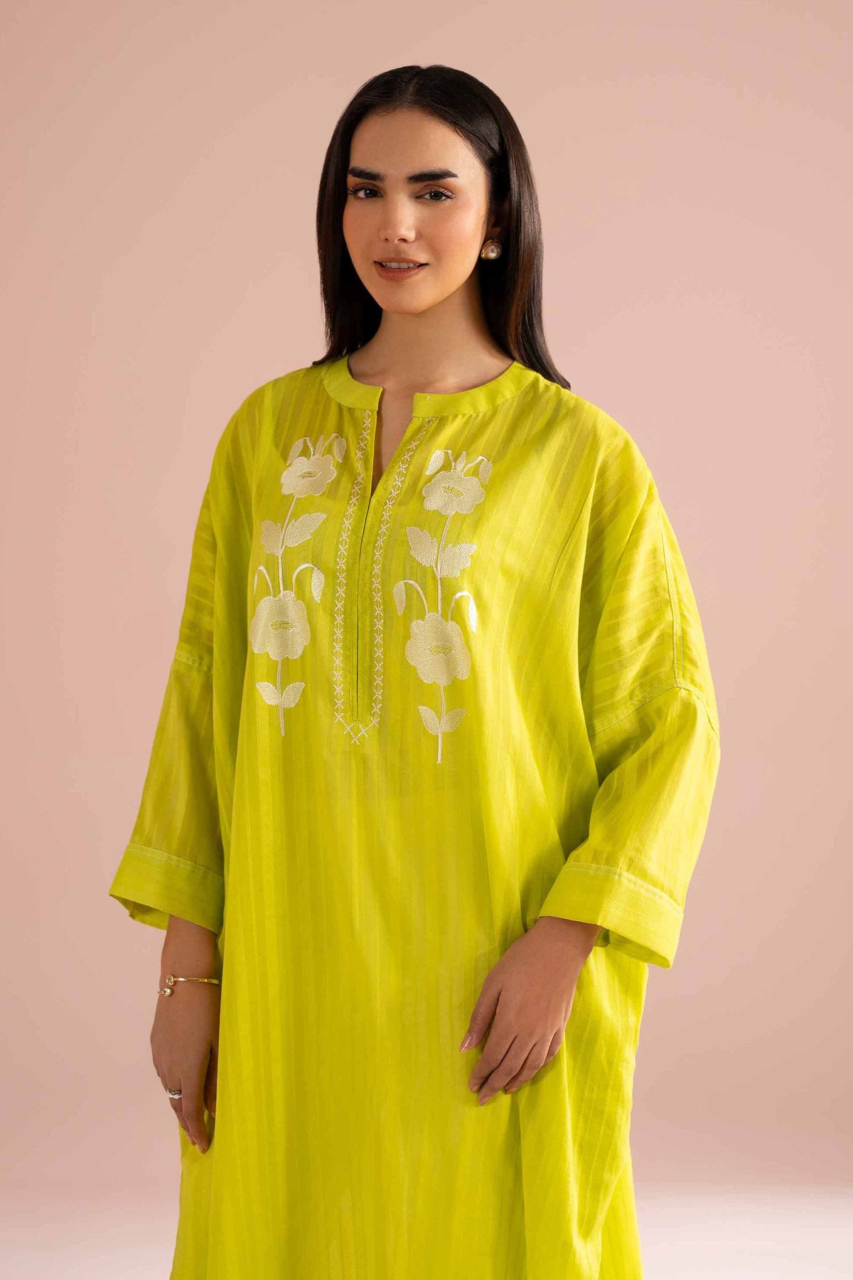 Embroidered Shirt - PE26-06 Green Dobby 1PC Embroidered Nishat Australia