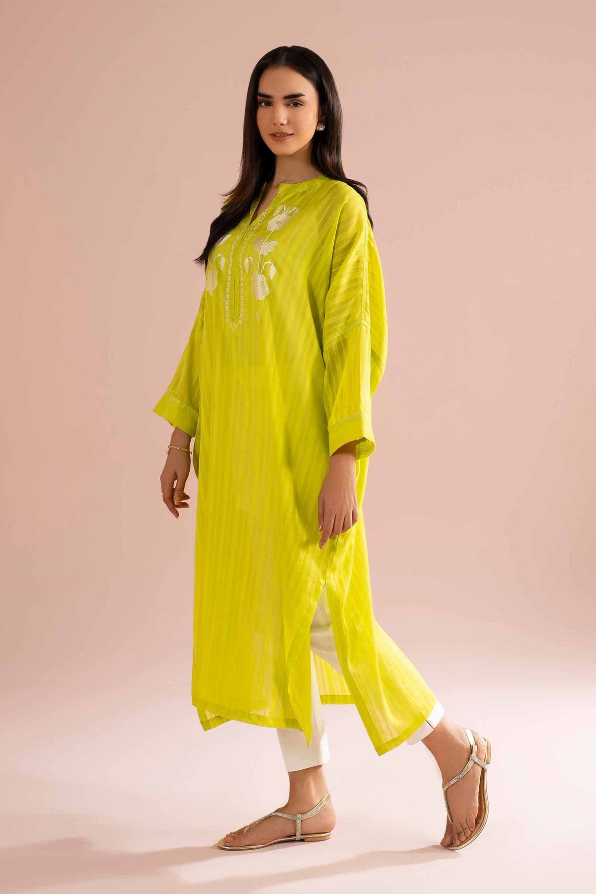 Embroidered Shirt - PE26-06 Green Dobby 1PC Embroidered Nishat Australia