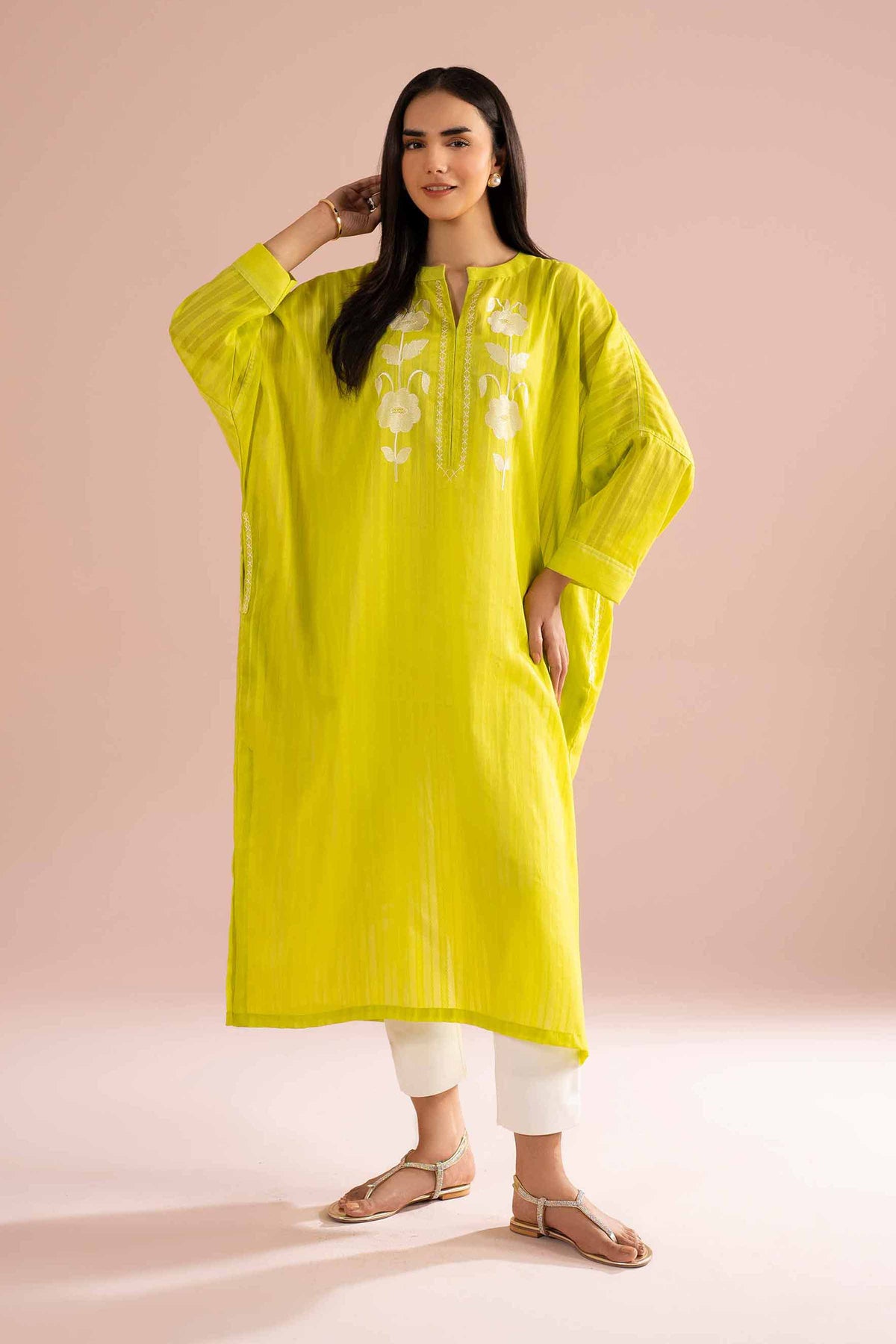 Embroidered Shirt - PE26-06 Green Dobby 1PC Embroidered Nishat Australia