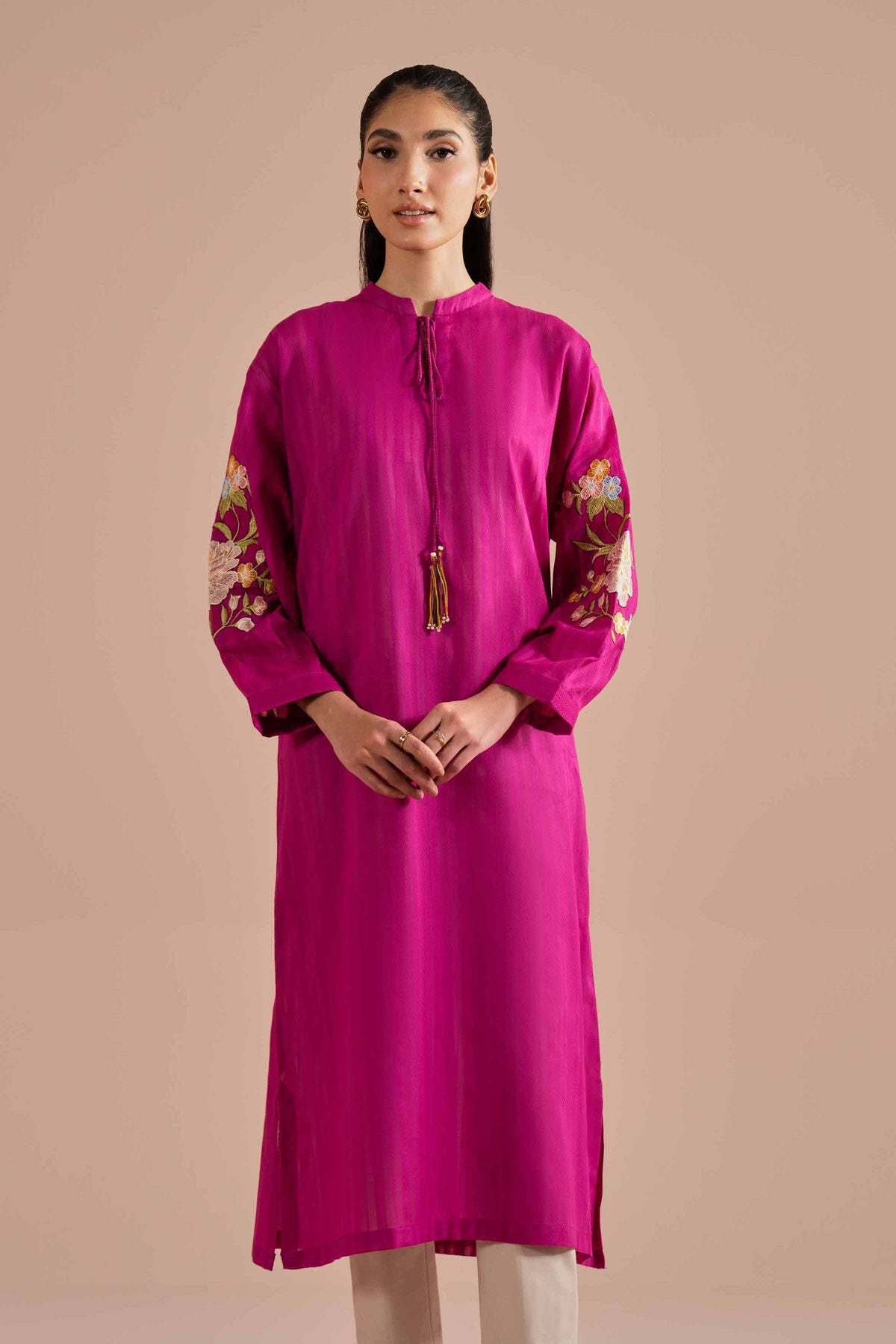 Embroidered Shirt - PE26-09 Pink Dobby 1PC  Embroidered  Nishat Australia