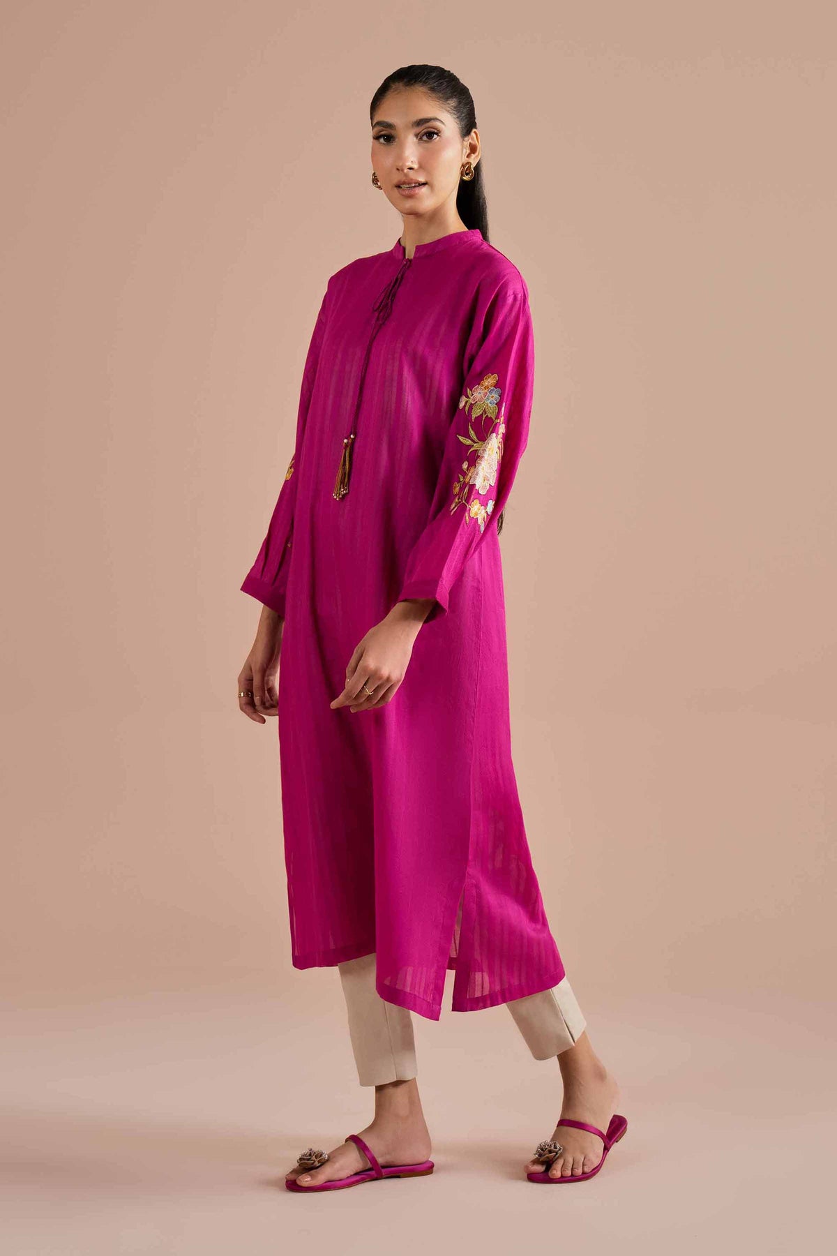 Embroidered Shirt - PE26-09 Pink Dobby 1PC  Embroidered  Nishat Australia
