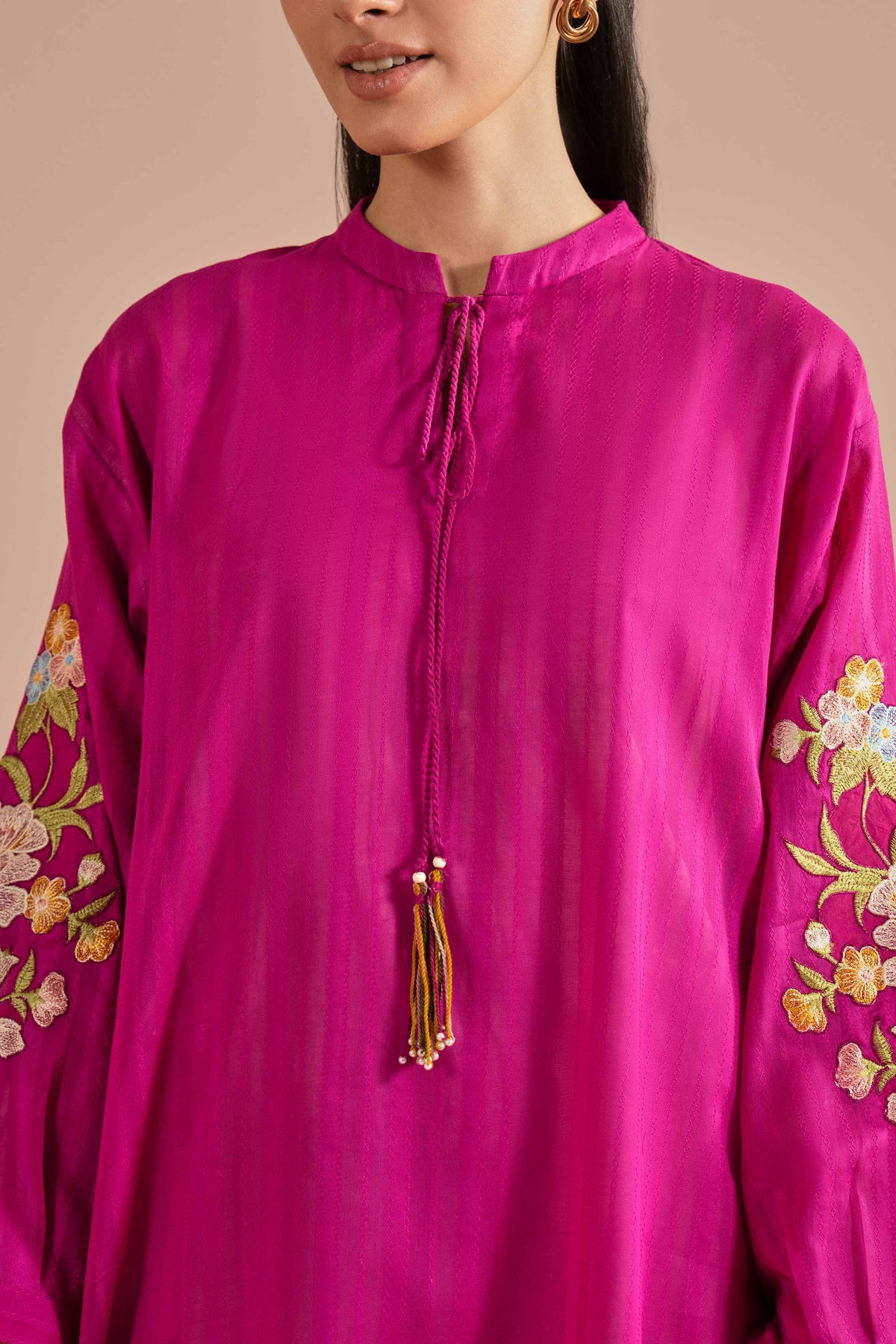 Embroidered Shirt - PE26-09 Pink Dobby 1PC  Embroidered  Nishat Australia