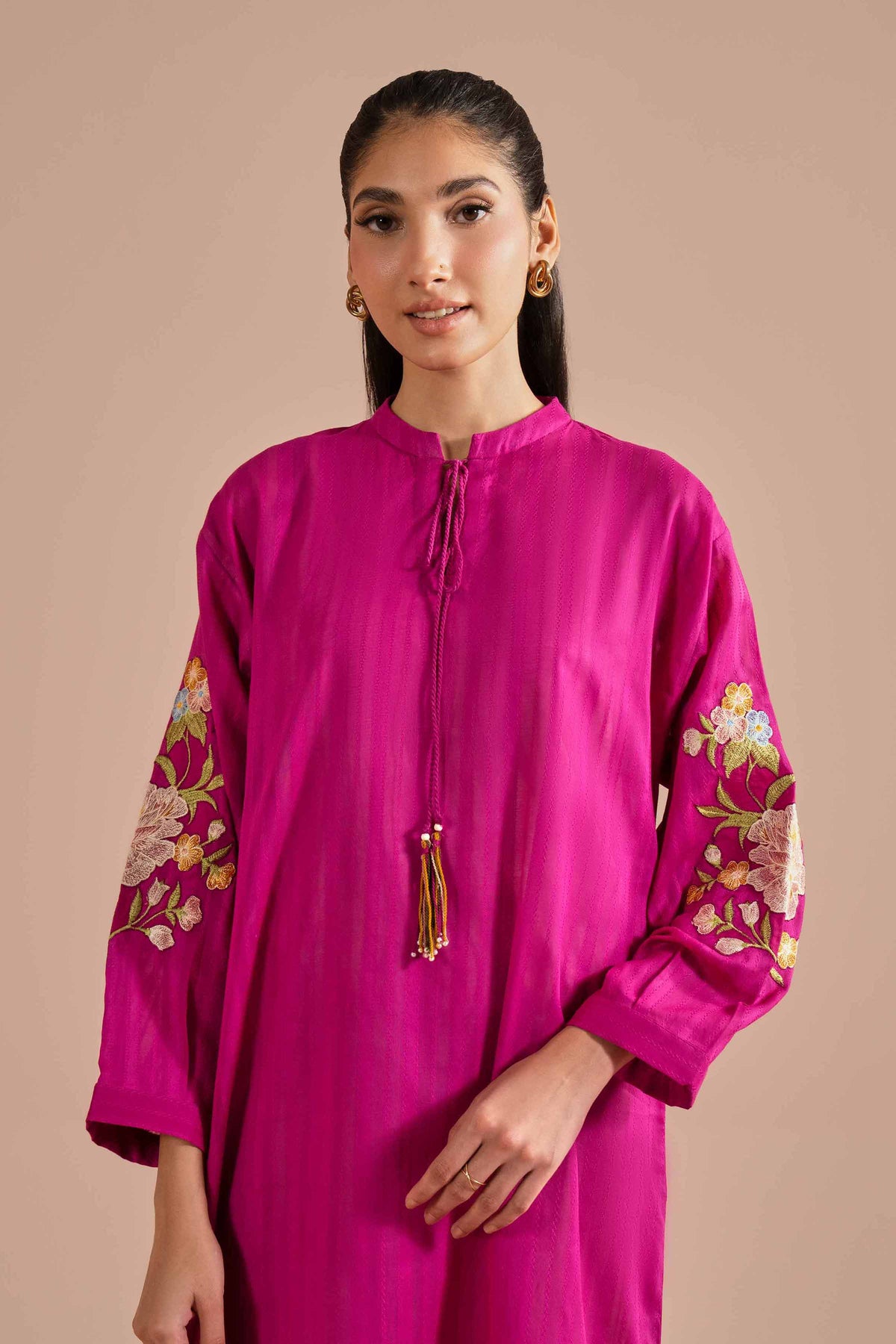 Embroidered Shirt - PE26-09 Pink Dobby 1PC  Embroidered  Nishat Australia
