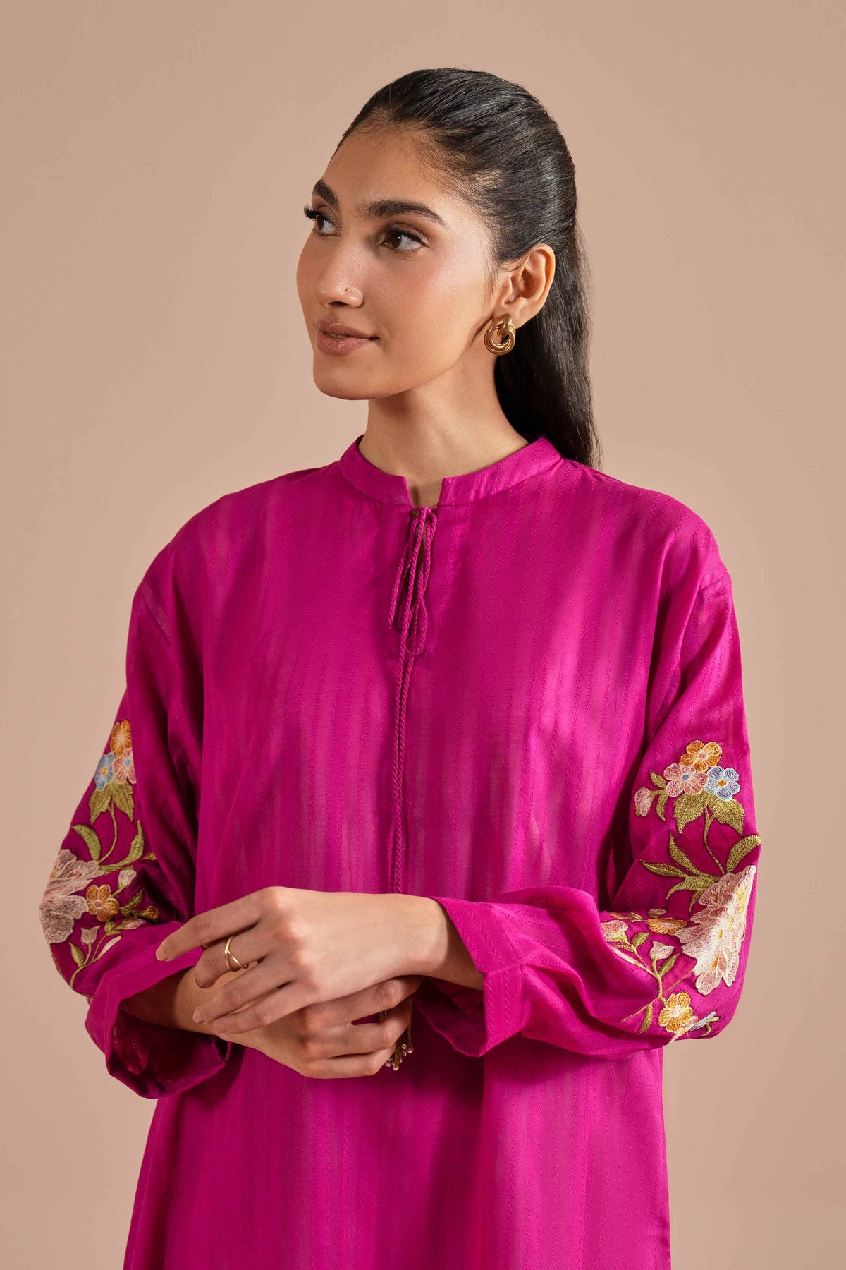 Embroidered Shirt - PE26-09 Pink Dobby 1PC  Embroidered  Nishat Australia