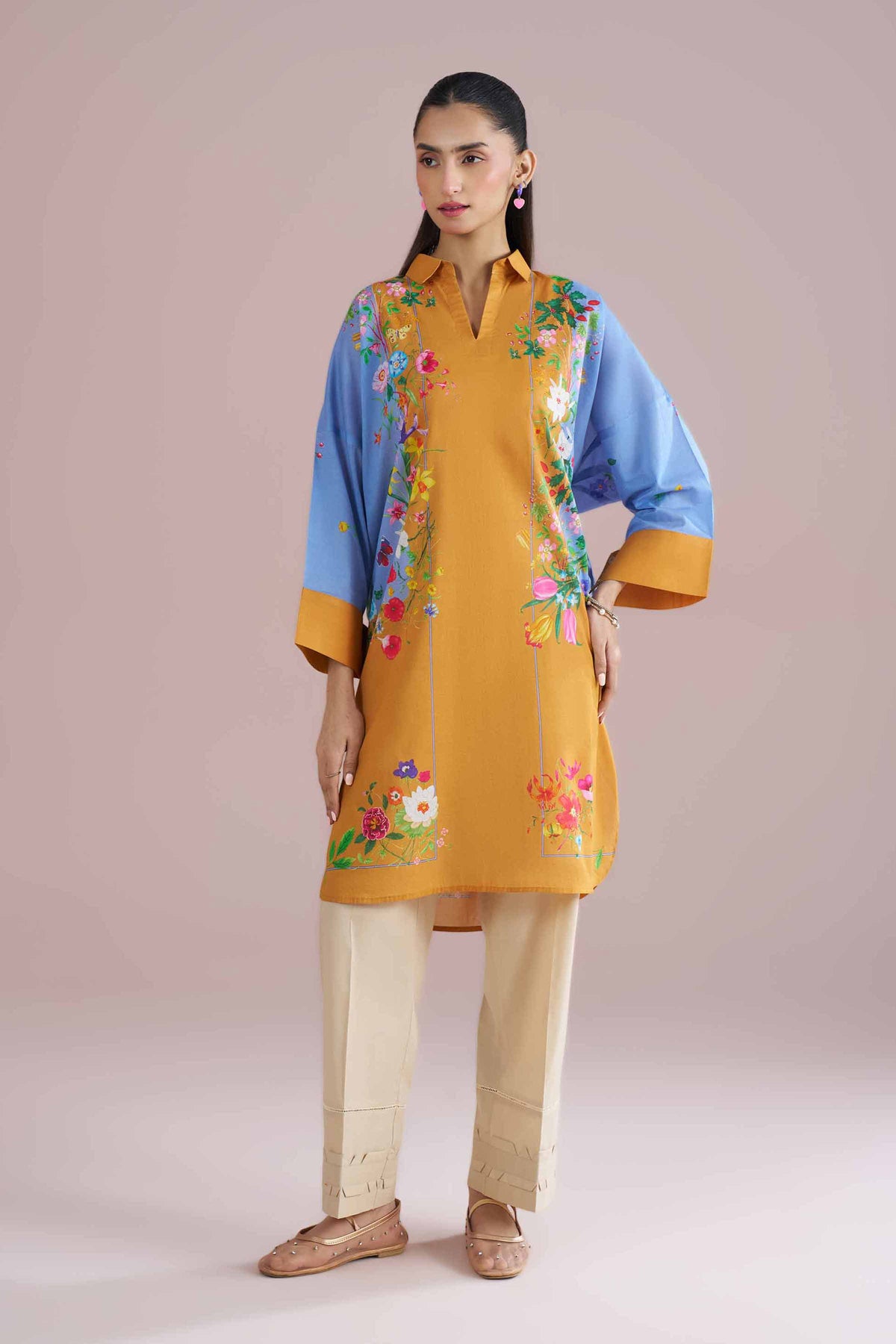 Printed Tunic - PE26-101 Yellow Lawn 1PC Printed Nishat Australia