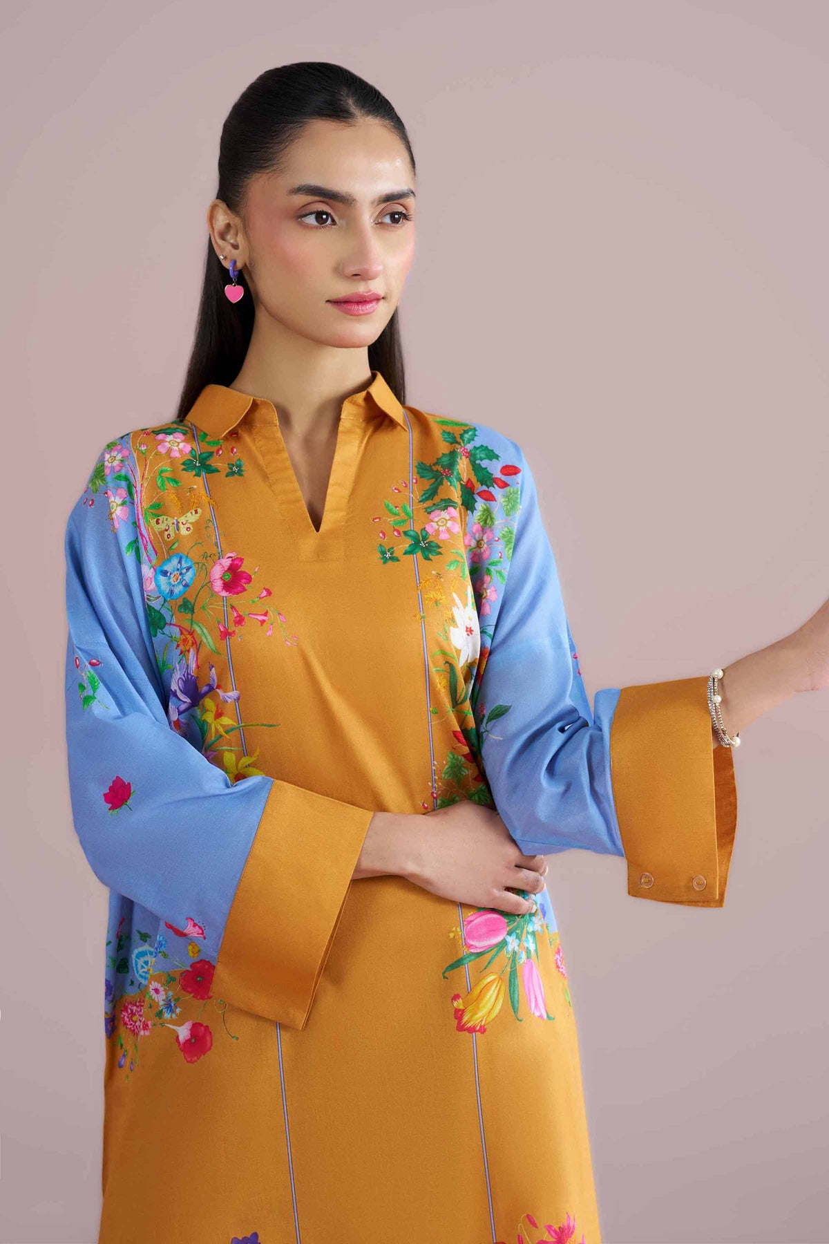 Printed Tunic - PE26-101 Yellow Lawn 1PC Printed Nishat Australia