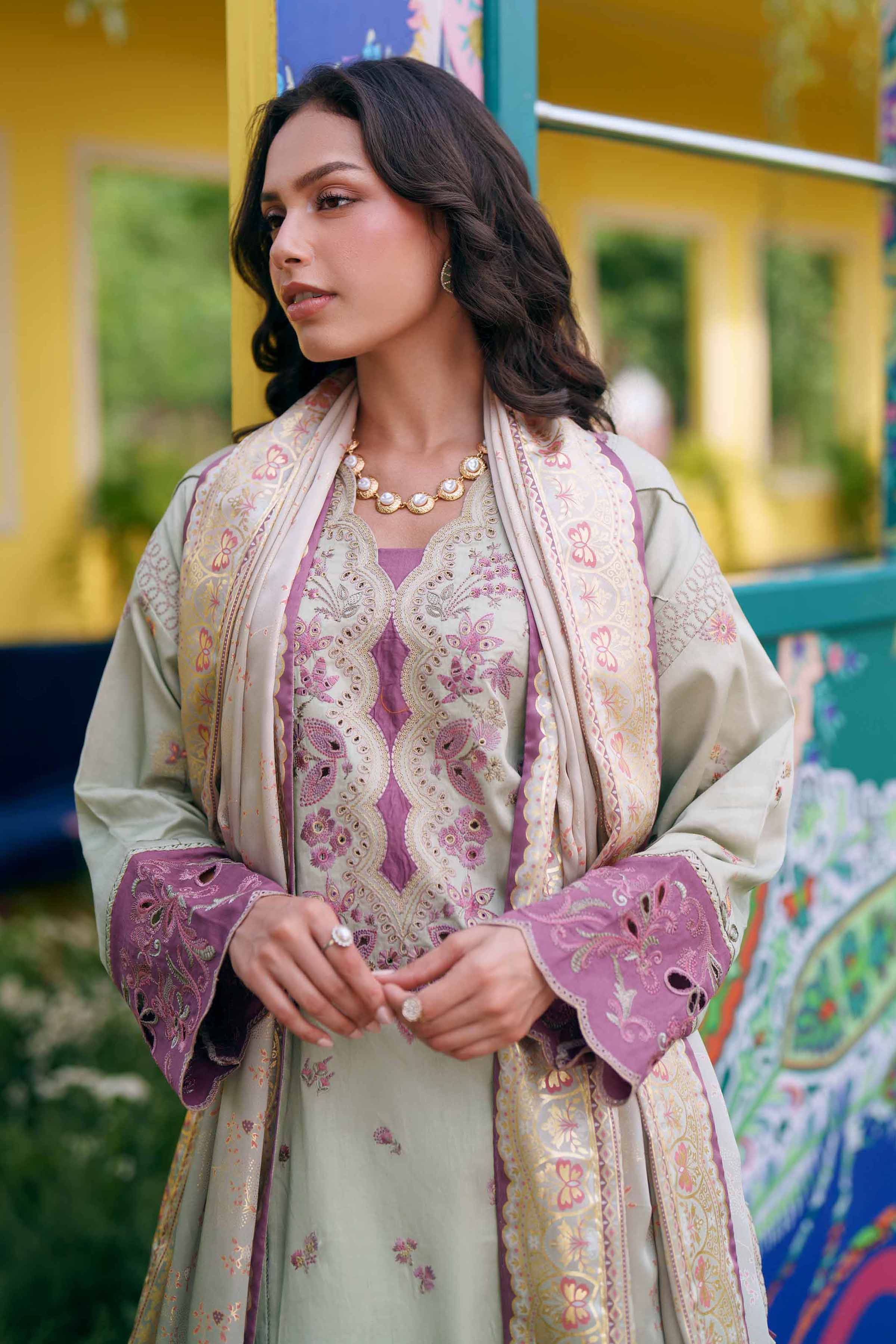 3 Piece - Printed Embroidered Suit - PE26-126