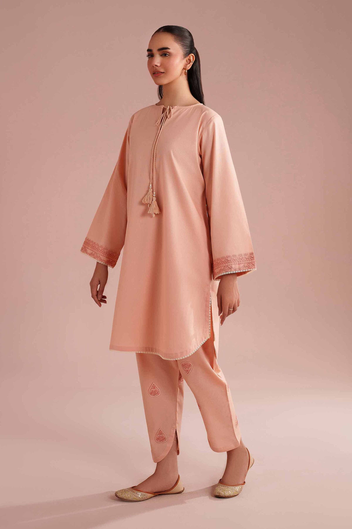 2 Piece - Embroidered Suit - PE26-150 Orange Linen 2PC Embroidered Nishat Australia