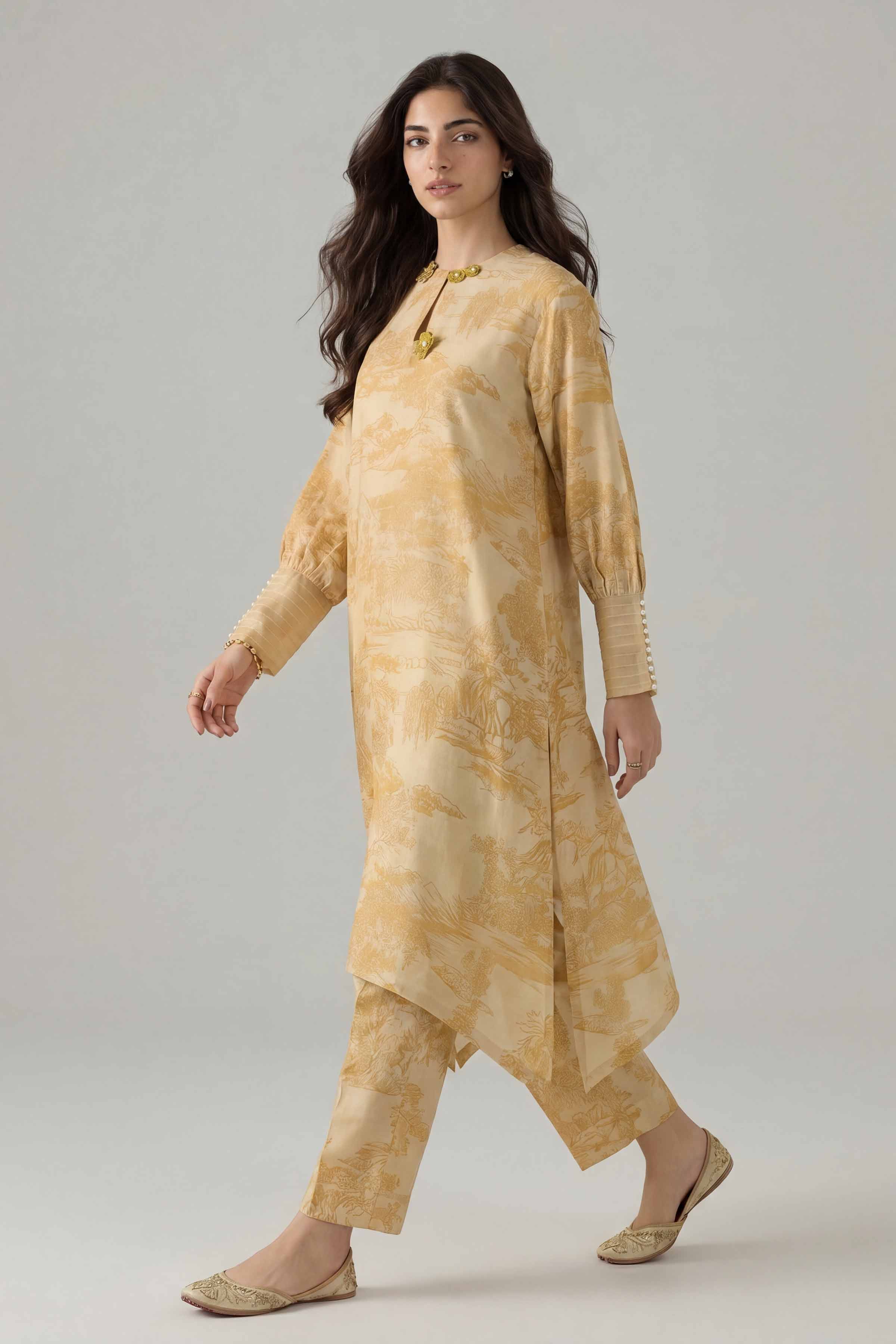 2 Piece - Printed Suit - PE26-155 Yellow Silk 2PC Printed Nishat Australia