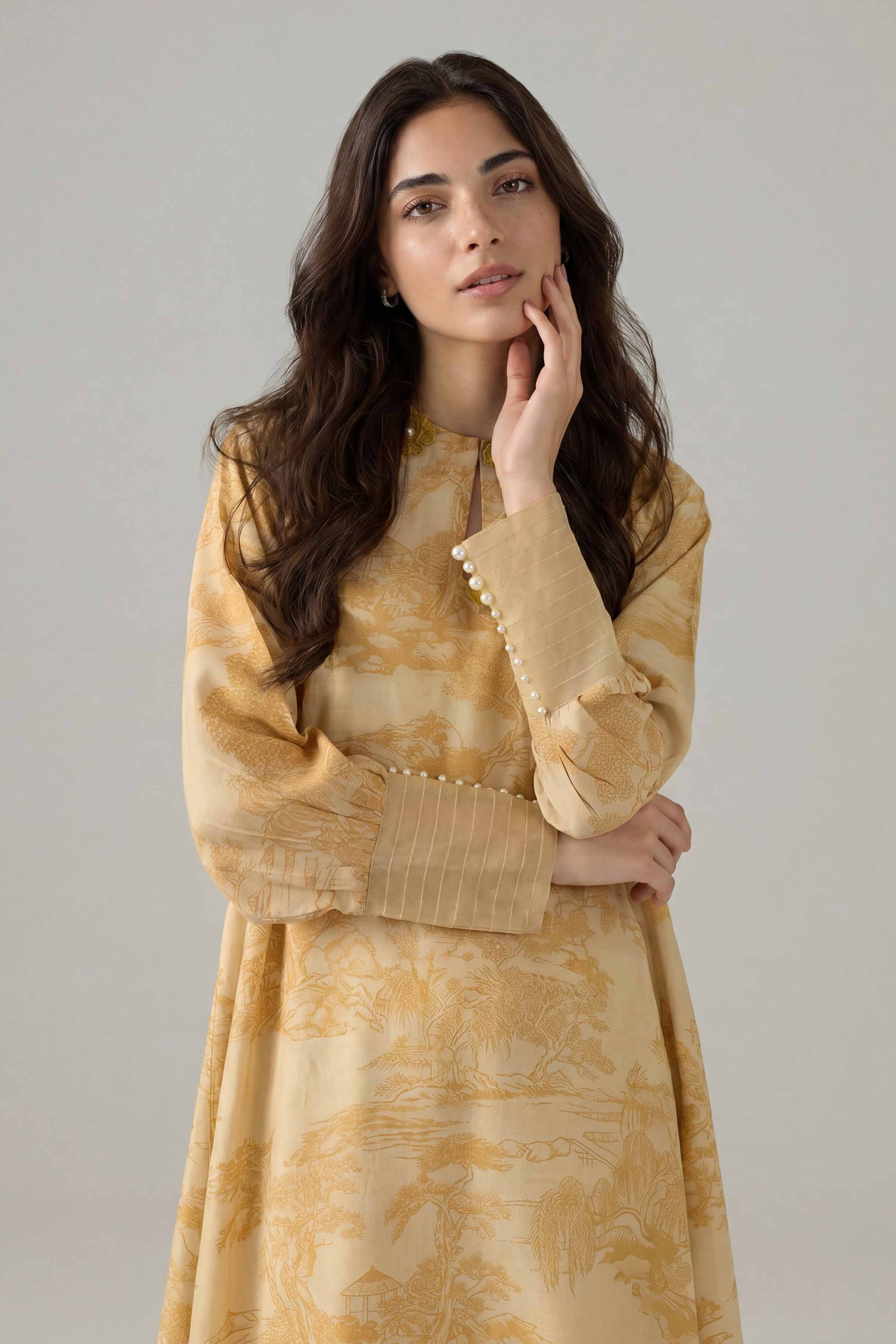 2 Piece - Printed Suit - PE26-155 Yellow Silk 2PC Printed Nishat Australia