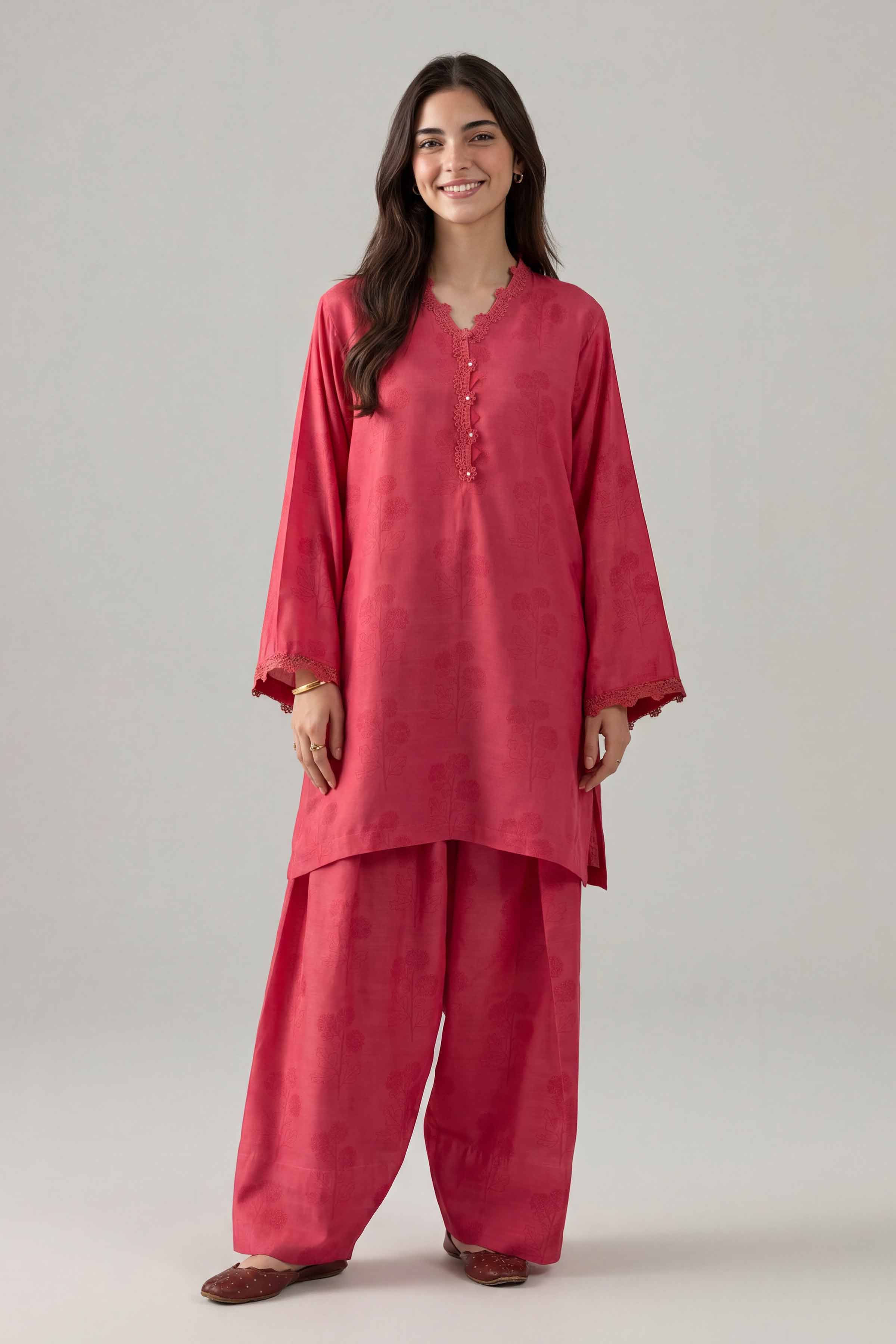 2 Piece - Printed Suit - PE26-156 Pink Silk 2PC Printed Nishat Australia