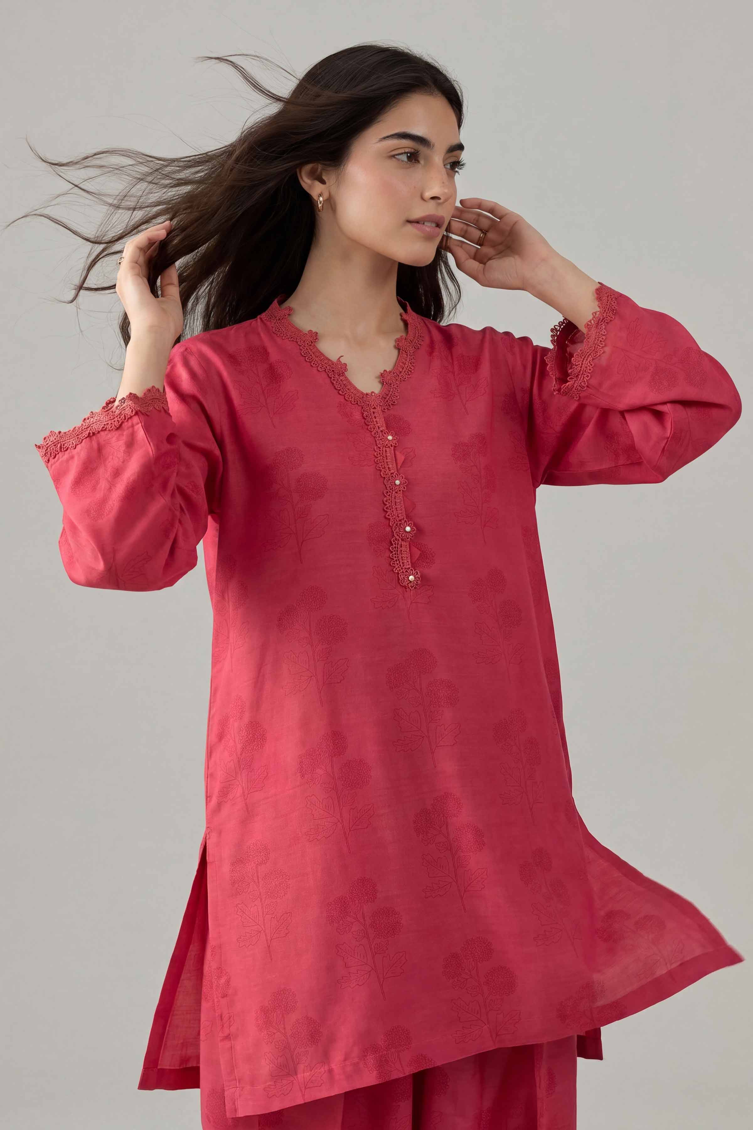 2 Piece - Printed Suit - PE26-156 Pink Silk 2PC Printed Nishat Australia