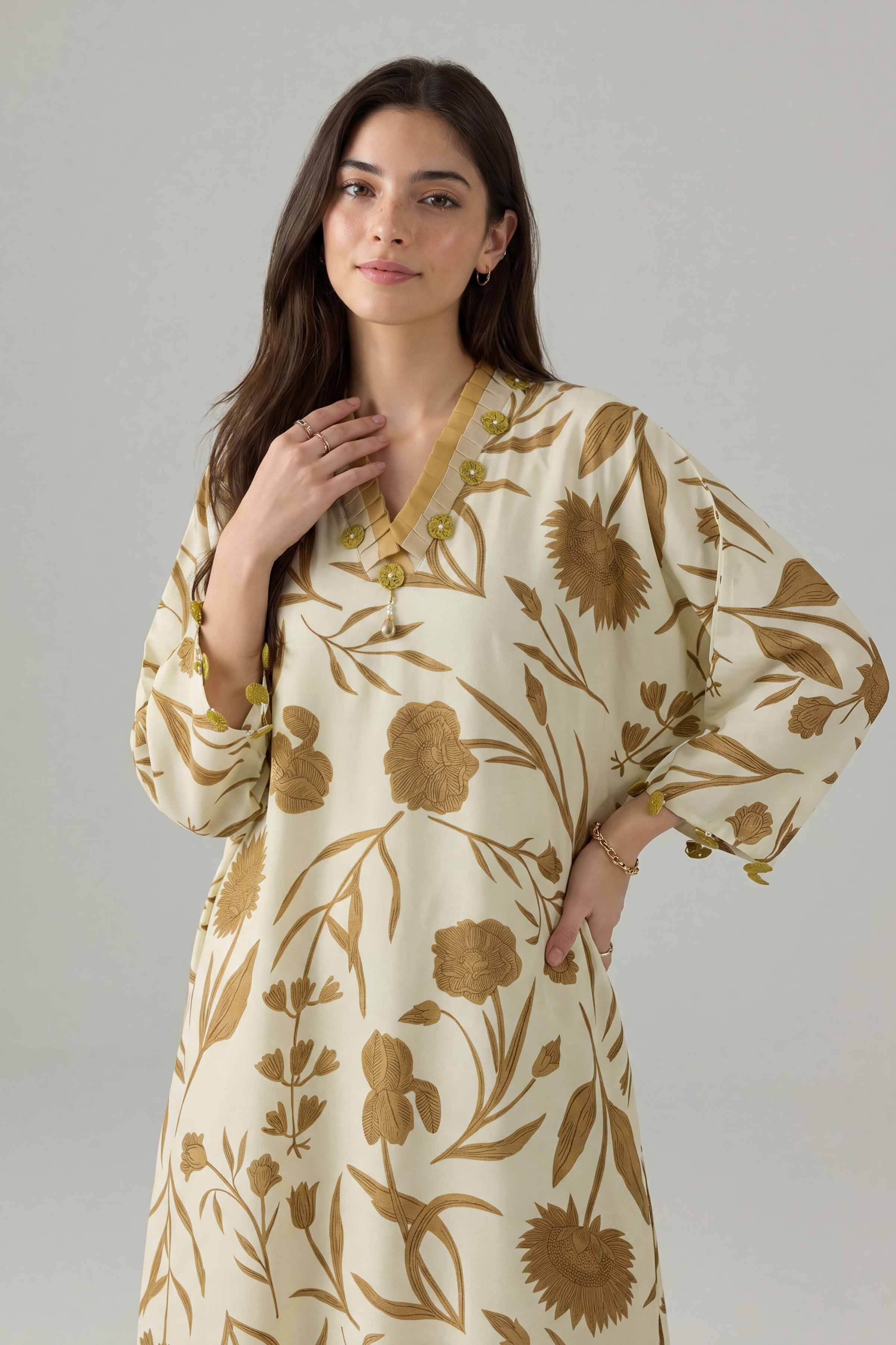 2 Piece - Printed Suit - PE26-158 Off White Silk 2PC Printed Nishat Australia