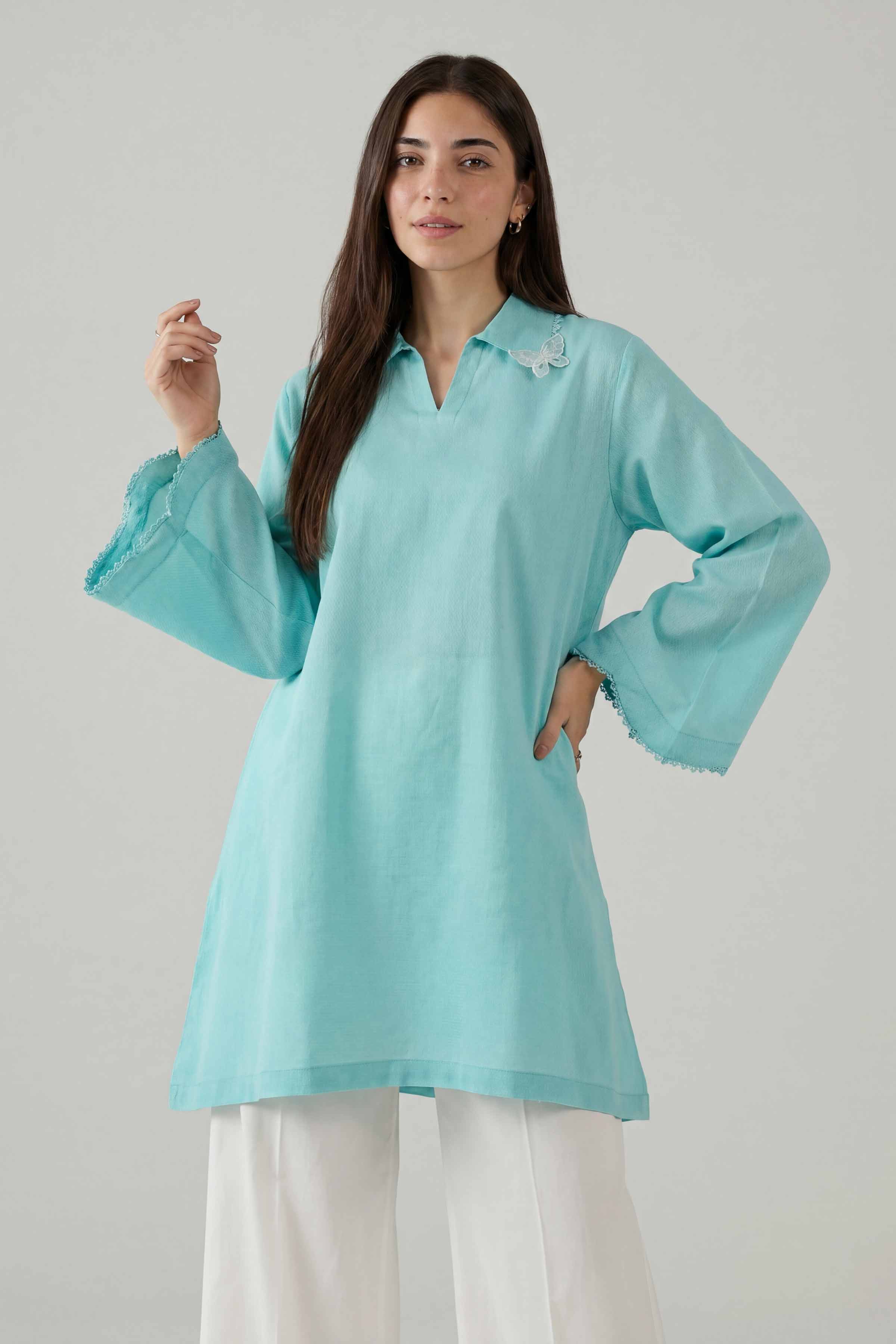 2 Piece - Embroidered Suit - PE26-159 Blue Cotton  2PC Embroidered Nishat Australia