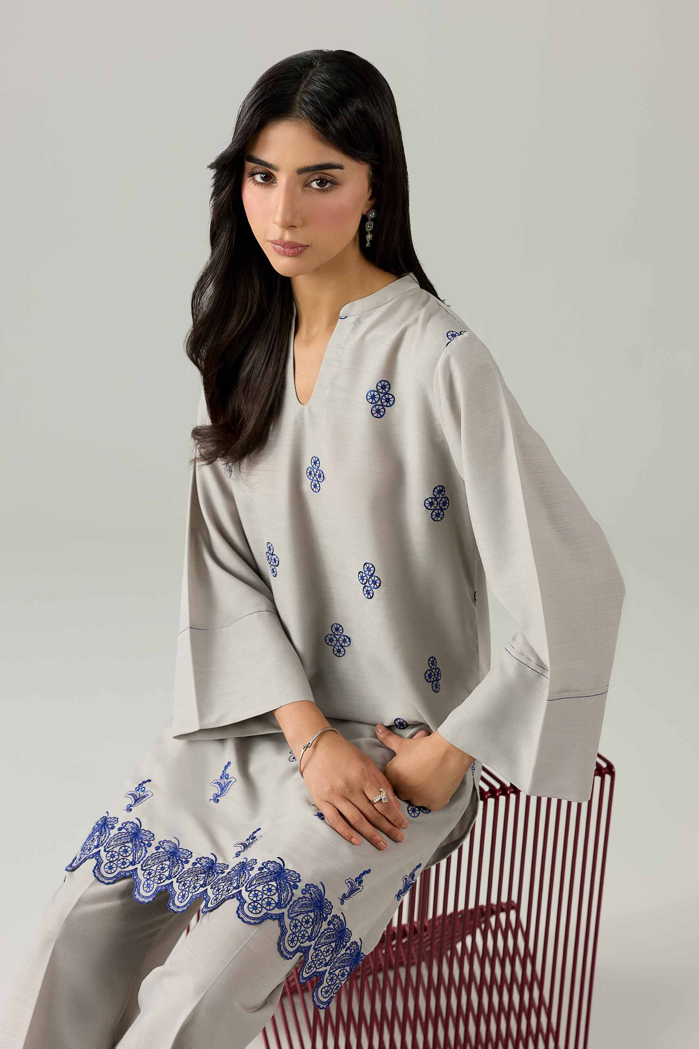 2 Piece - Embroidered Suit - PE26-161 Grey Lawn 2PC Embroidered Nishat Australia