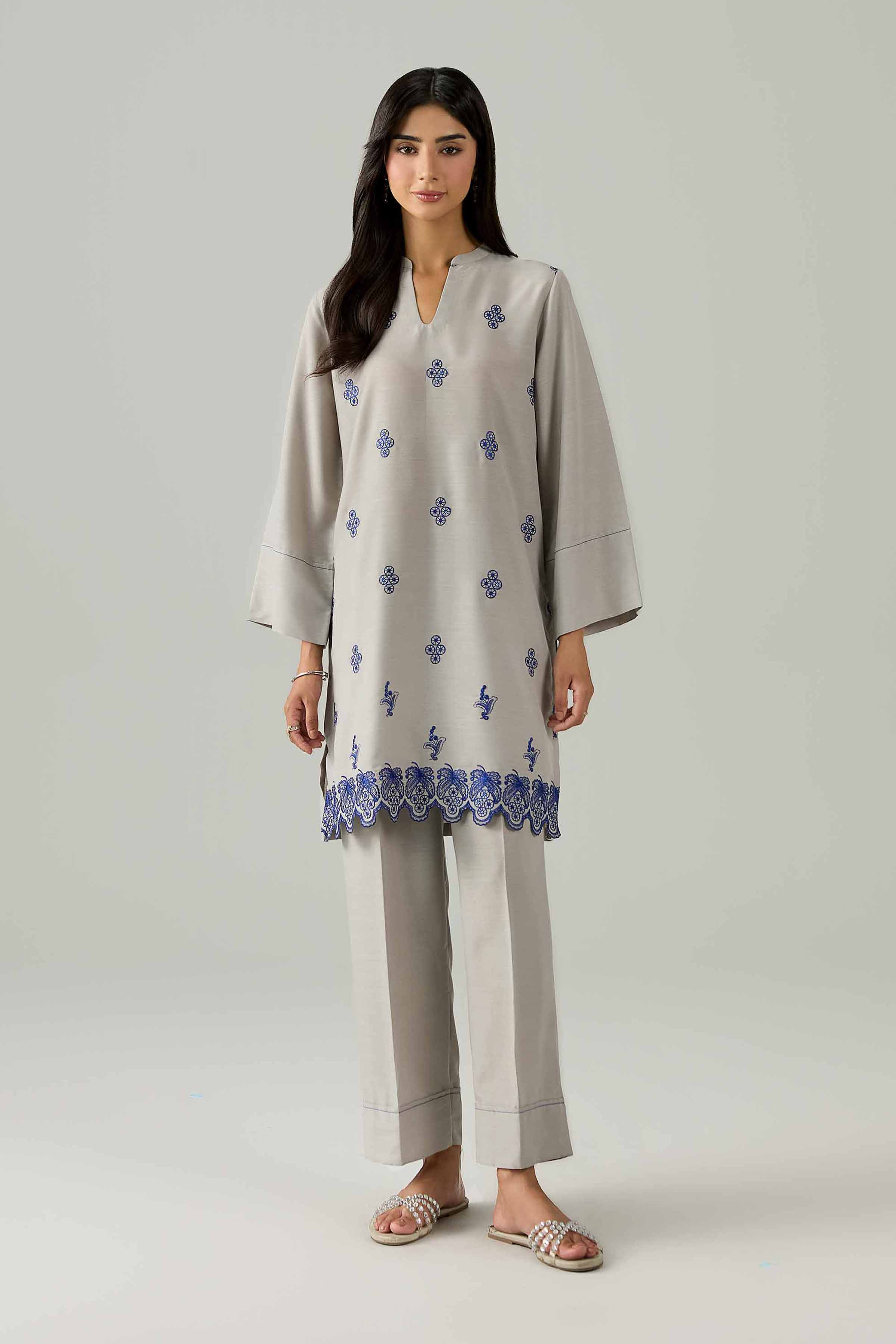 2 Piece - Embroidered Suit - PE26-161 Grey Lawn 2PC Embroidered Nishat Australia