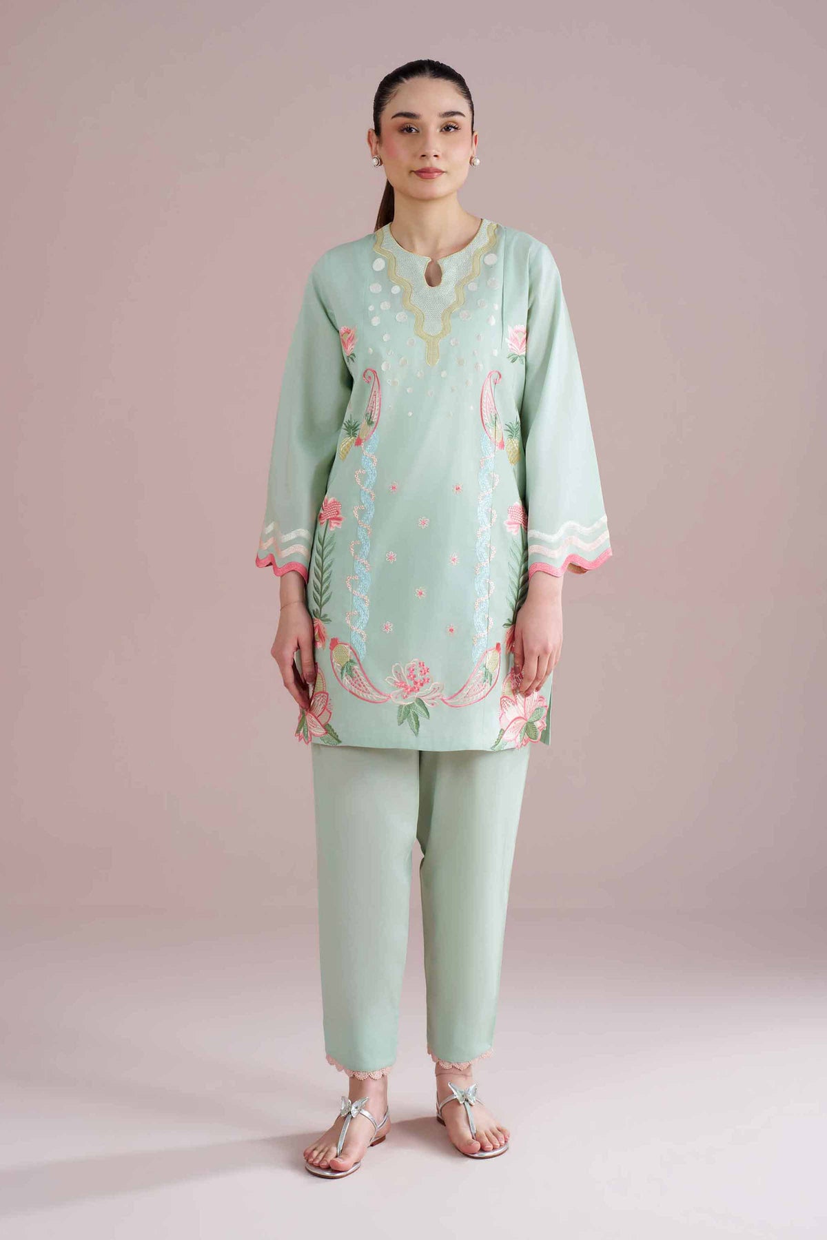 2 Piece - Embroidered Suit - PE26-235 Green Cambric 2PC Embroidered Nishat Australia