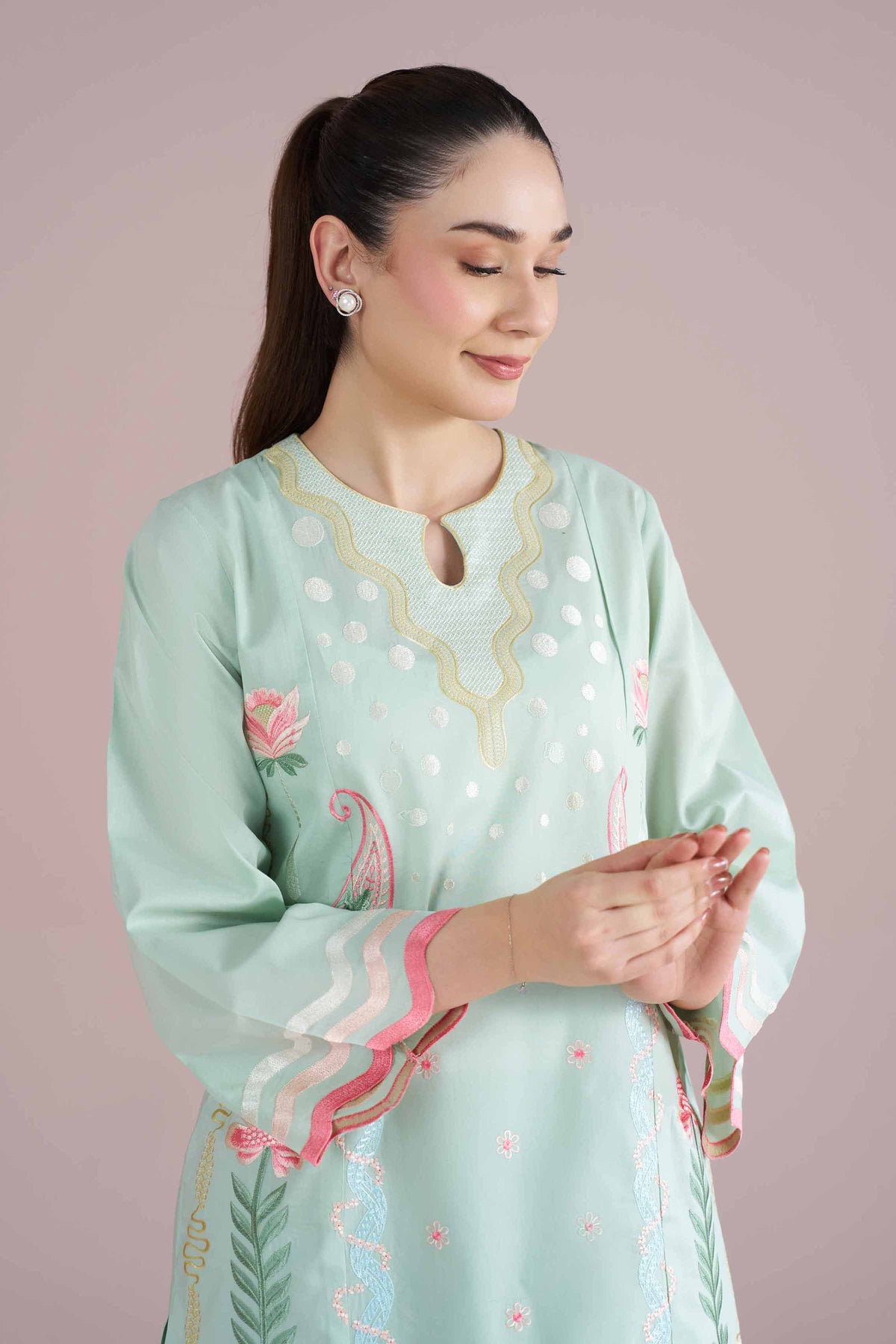 2 Piece - Embroidered Suit - PE26-235 Green Cambric 2PC Embroidered Nishat Australia