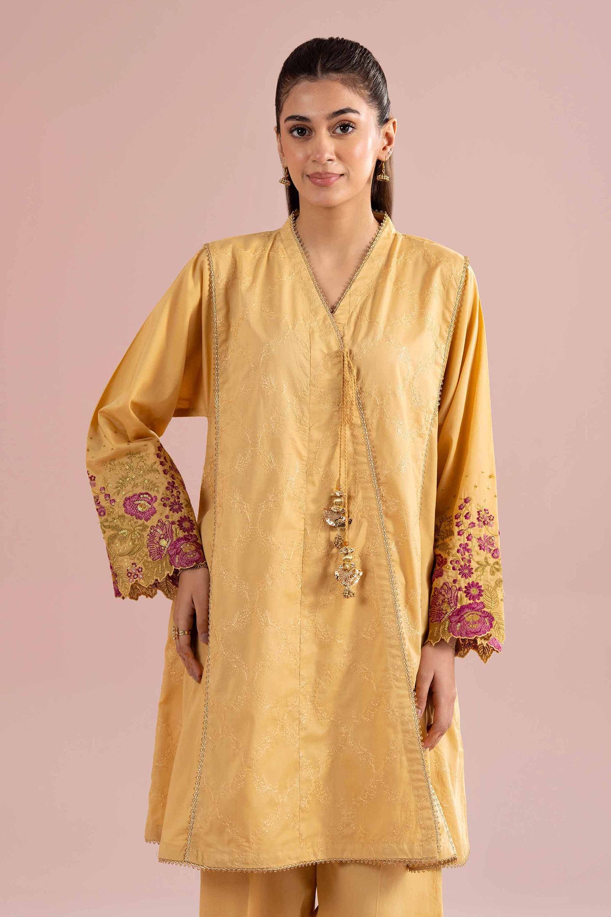 2 Piece - Embroidered Suit - PE26-241 Yellow Cambric 2PC Embroidered Nishat Australia