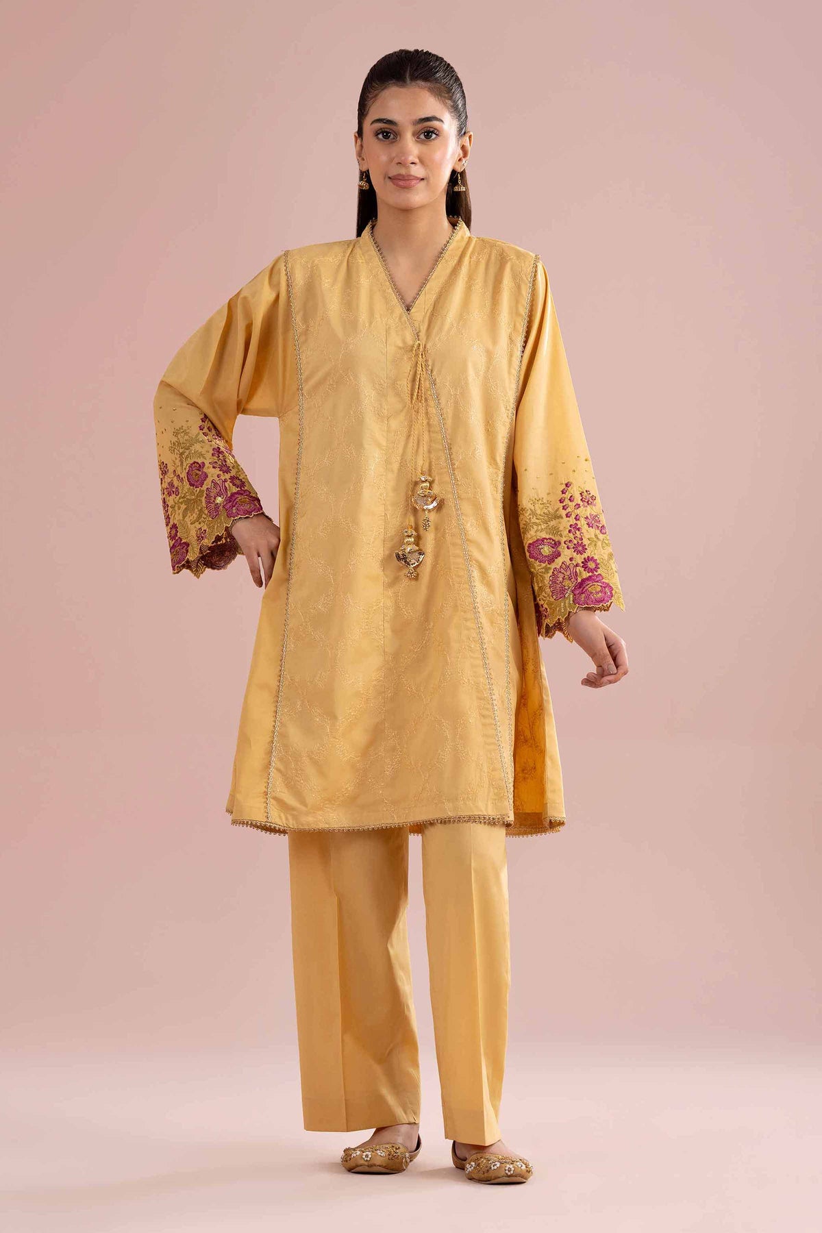2 Piece - Embroidered Suit - PE26-241 Yellow Cambric 2PC Embroidered Nishat Australia