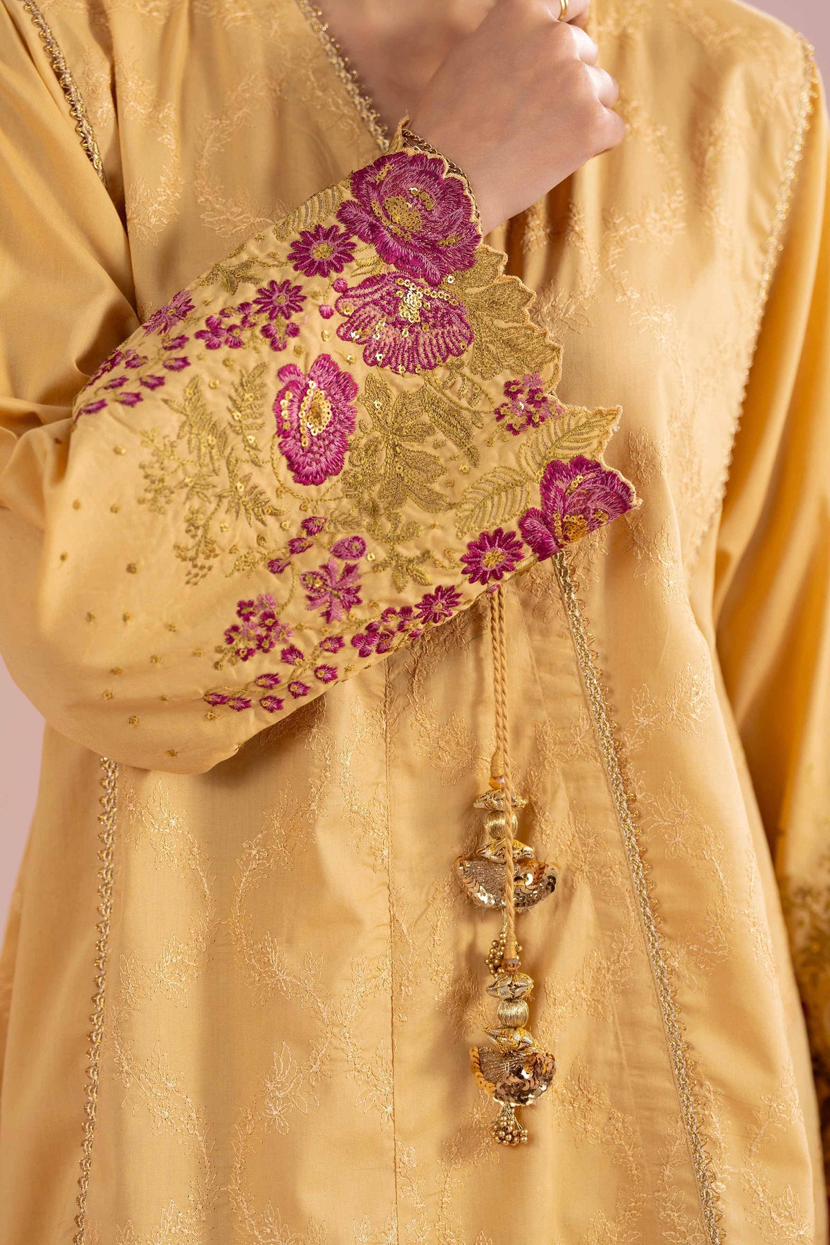 2 Piece - Embroidered Suit - PE26-241 Yellow Cambric 2PC Embroidered Nishat Australia