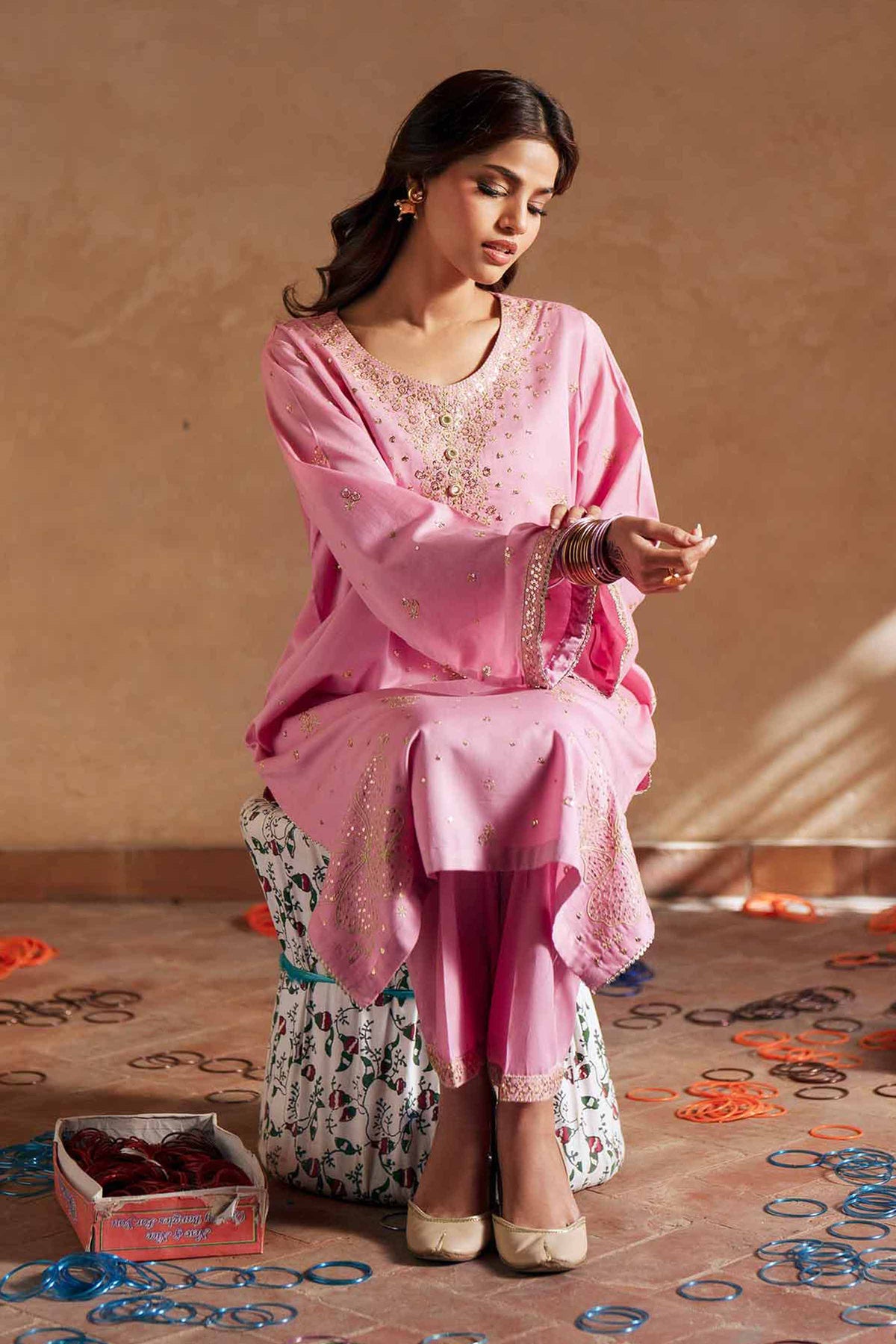 2 Piece - Embroidered Suit - PE26-248 Pink Cotton 2PC Embroidered Nishat Australia