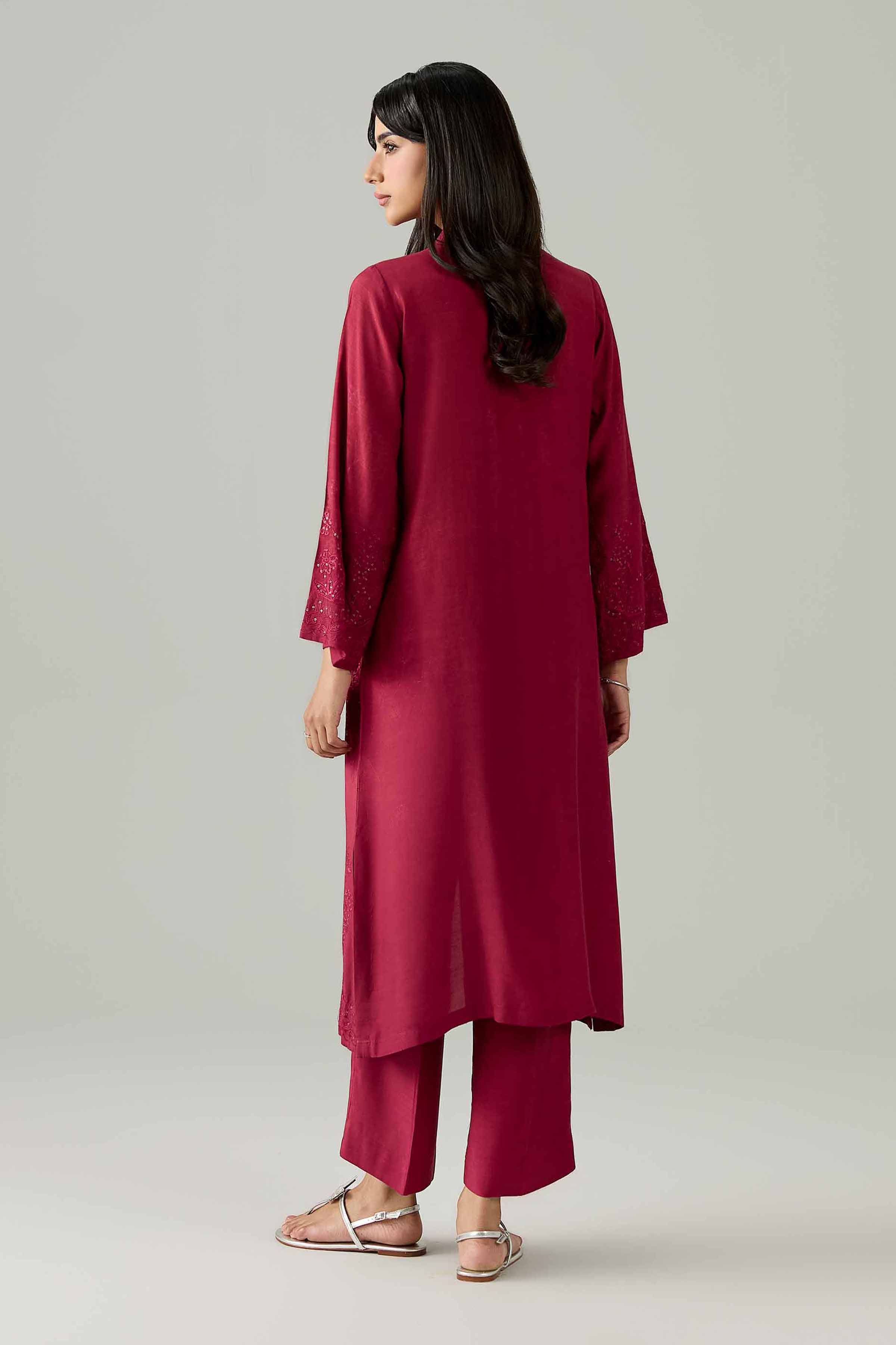 2 Piece - Embroidered Suit - PE26-255 Pink Silk 2PC Embroidered Nishat Australia