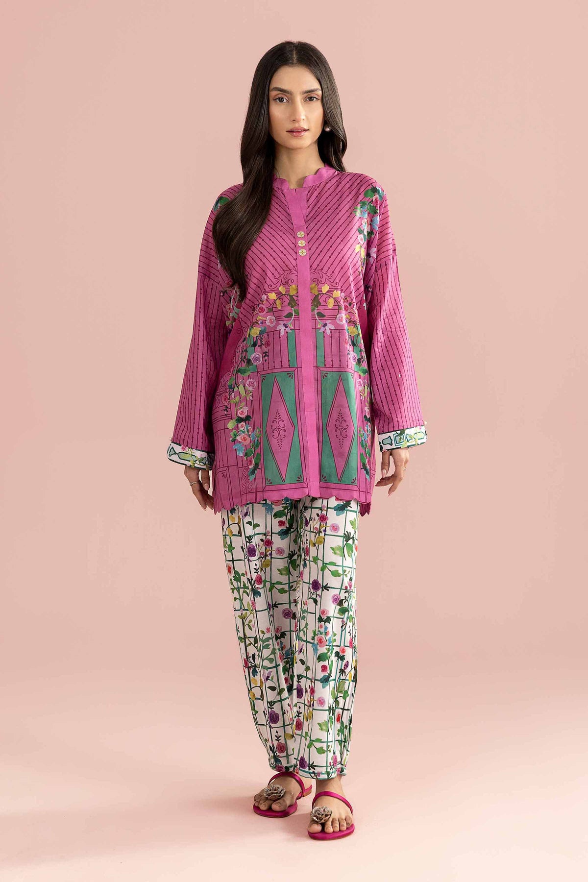2 Piece - Printed Suit - PE26-266 Pink  Lawn 2PC Printed Nishat Australia