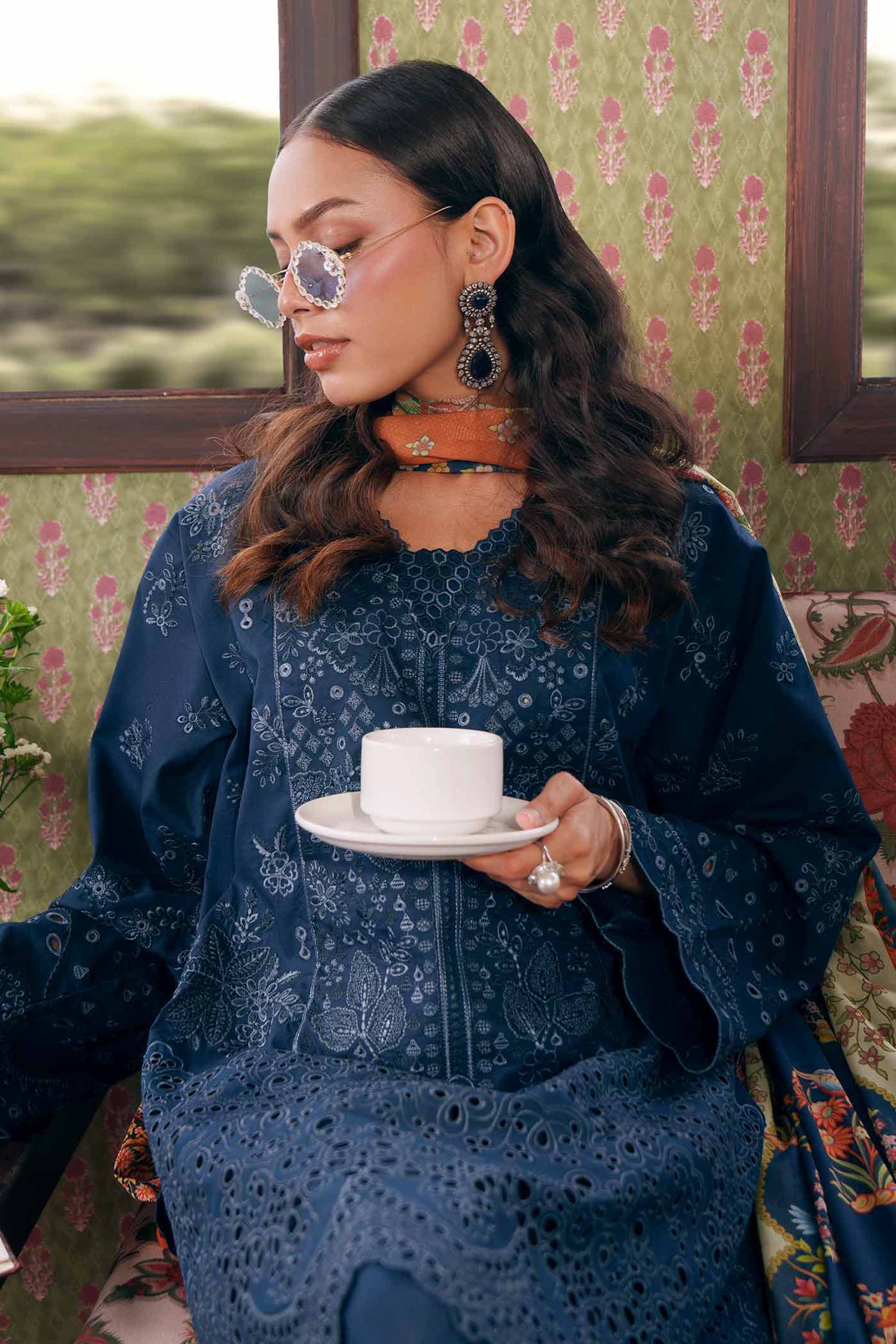 3 Piece - Printed Embroidered Suit - PE26-287