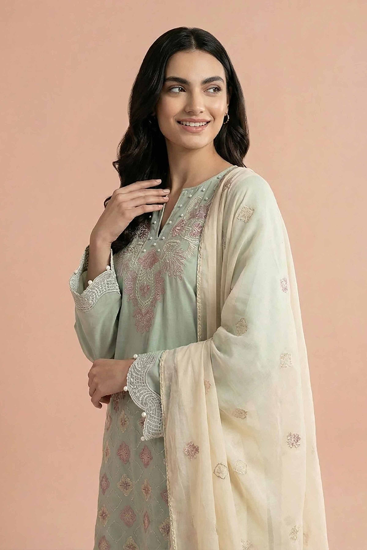 3 Piece - Embroidered Suit - PE26-298 Green Cambric 3PC Embroidered Nishat Australia
