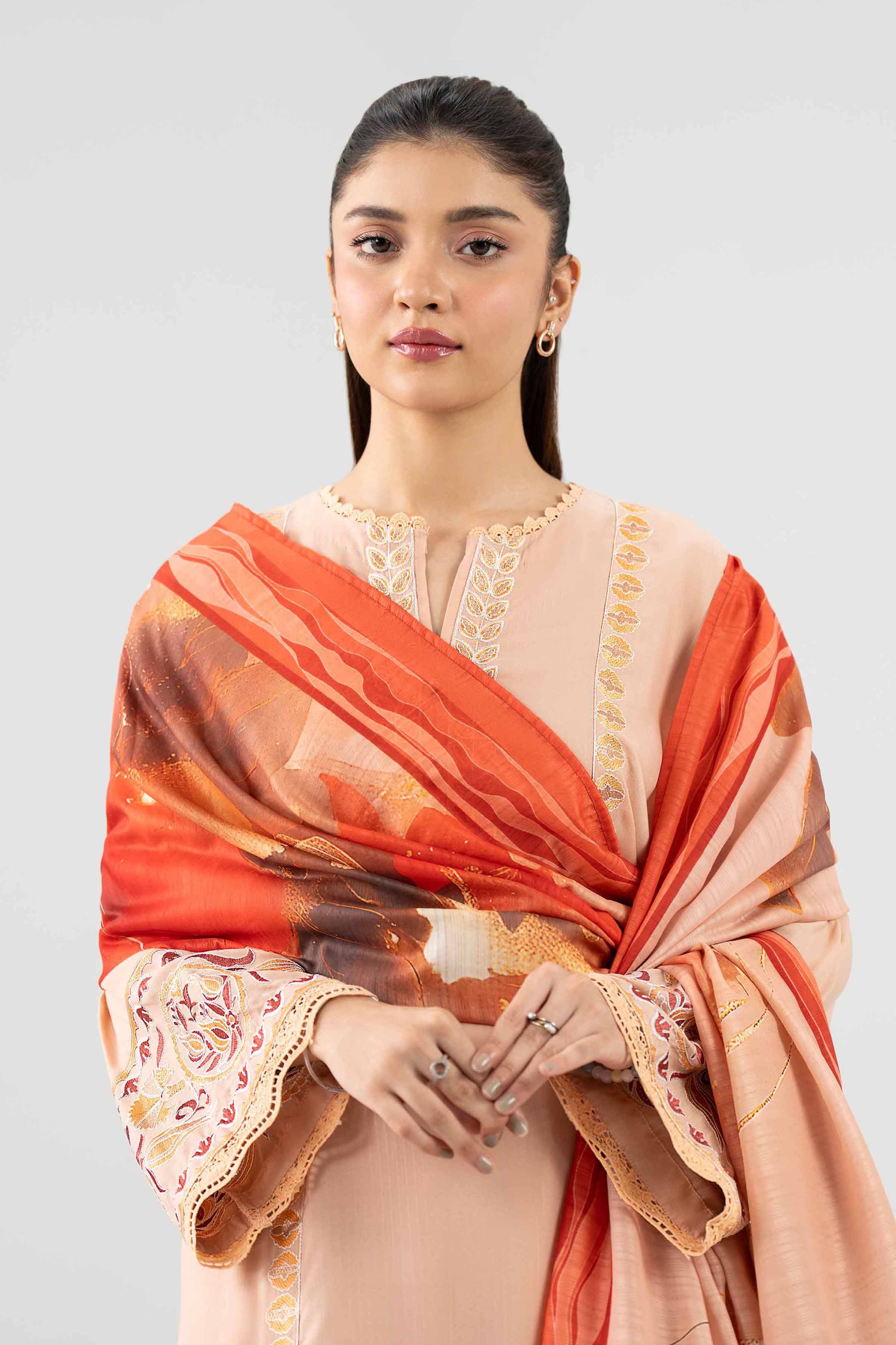 3 Piece - Printed Embroidered Suit - PE26-303 Beige Linen 3PC Embroidered Nishat Australia