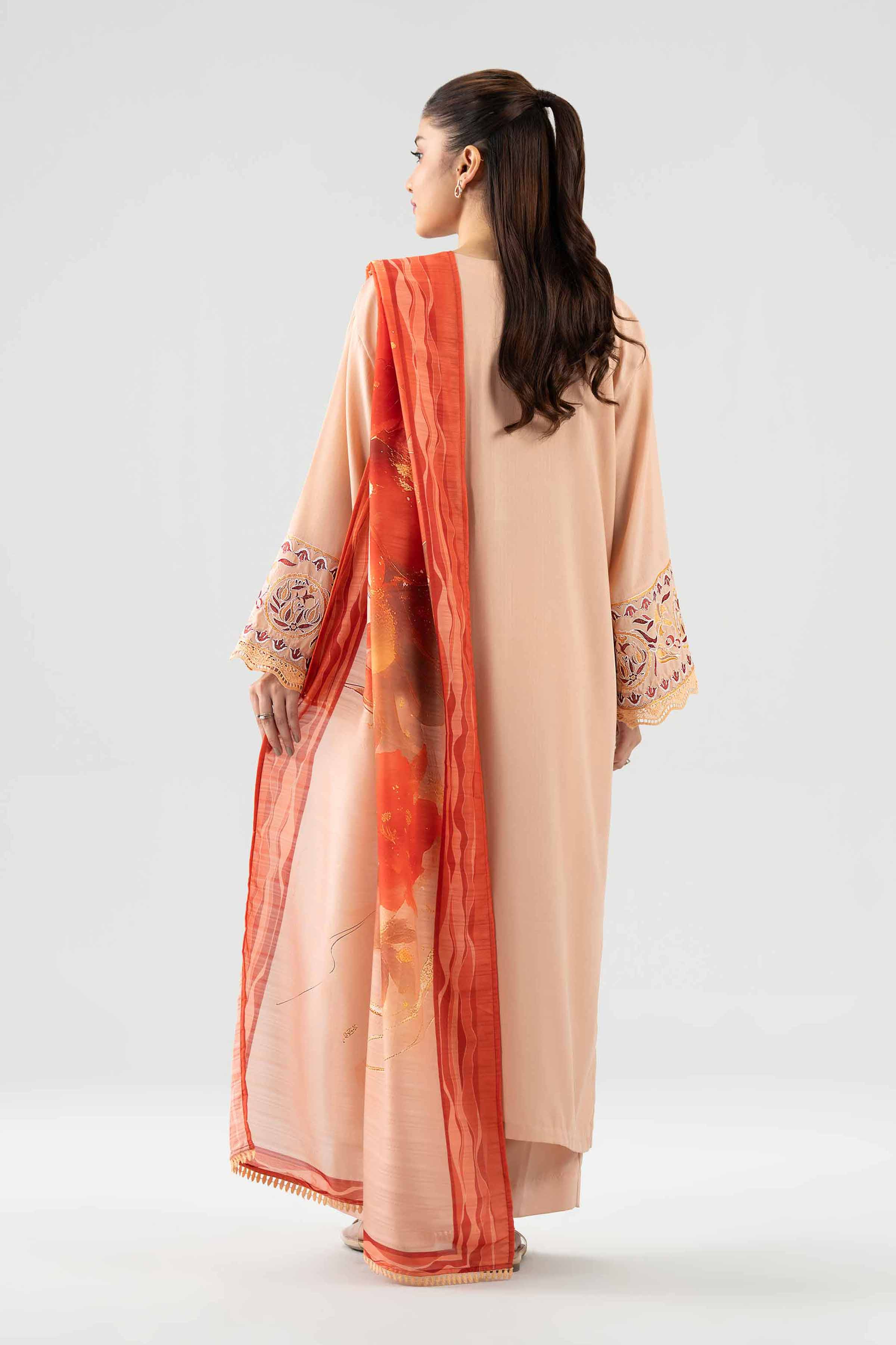 3 Piece - Printed Embroidered Suit - PE26-303 Beige Linen 3PC Embroidered Nishat Australia